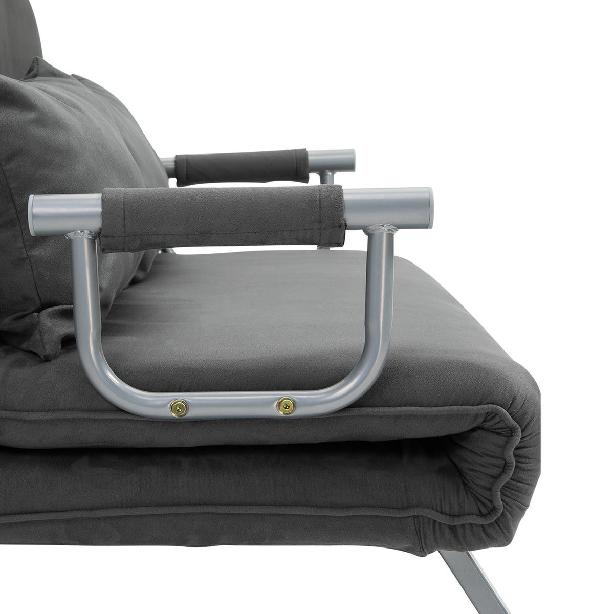 2-seater sofa bed with armrests 65x69x80cm 3-in-1 sofa bed, guest bed, folding mattress, imitation suede, gray