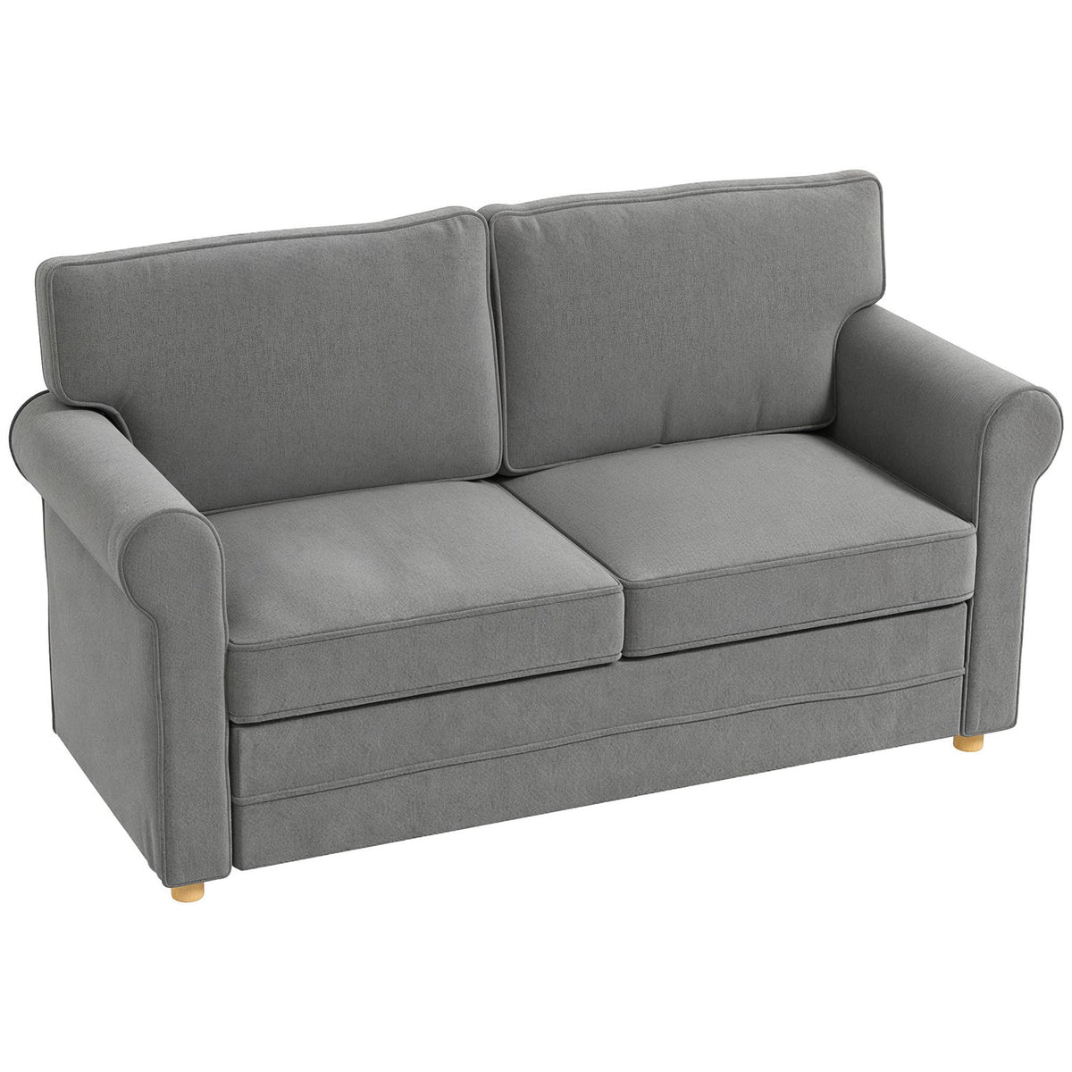 2-seater sofa, compact living room couch, linen-look fabric, soft seat cushions, steel frame, dark grey