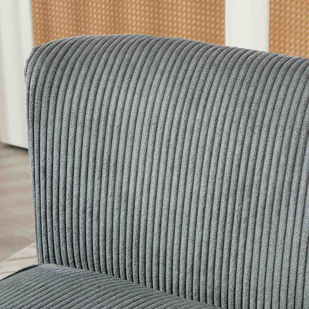 2 seater sofa, corduroy look couch, wooden legs, padded upholstered sofa, double sofa for living room, bedroom, 117 x 56.5 x 77 cm, gray