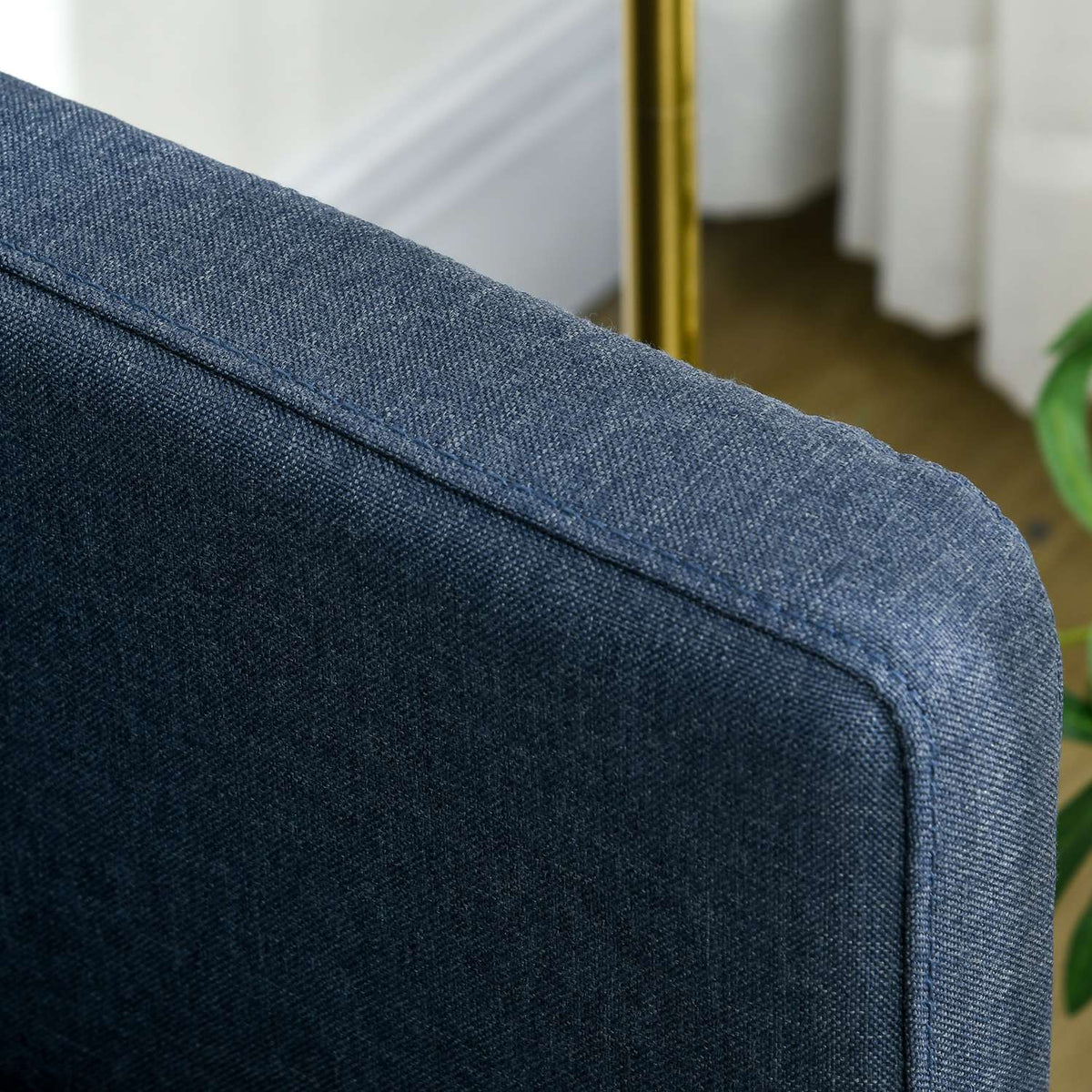 2 seater sofa, couch with linen look, steel legs, padded upholstered sofa, double sofa for living room, bedroom, 135 x 67 x 78 cm, dark blue