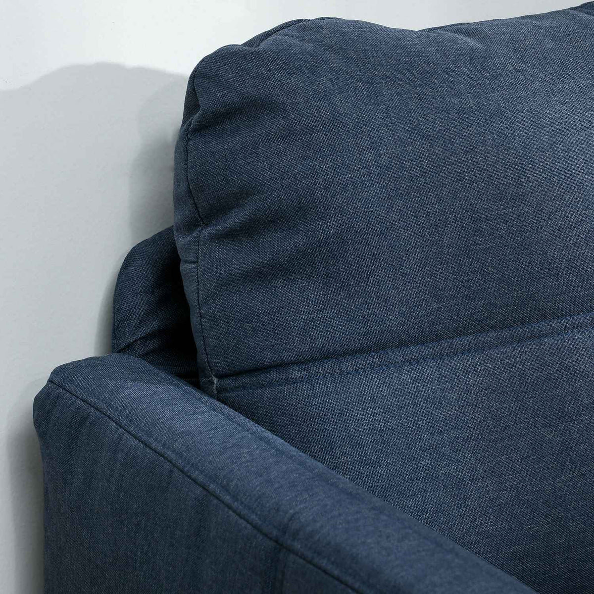 2 seater sofa, couch with linen look, steel legs, padded upholstered sofa, double sofa for living room, bedroom, 135 x 67 x 78 cm, dark blue