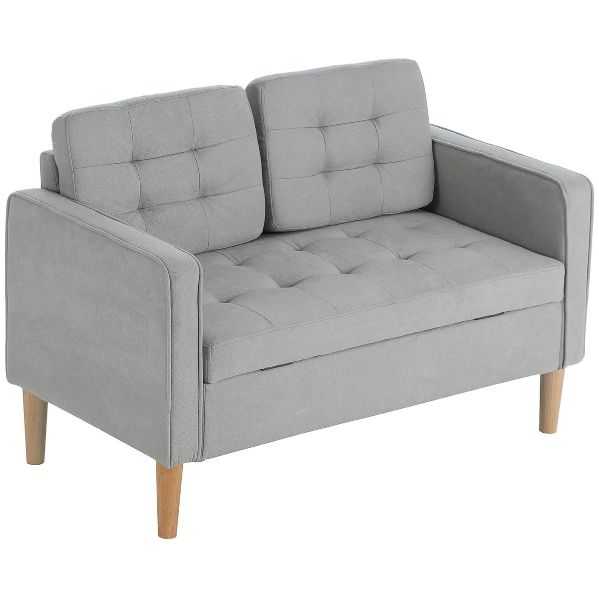 2 seater sofa, couch with storage space, upholstered sofa, double sofa with velvet look for living room, bedroom, 117x 62 x 78 cm