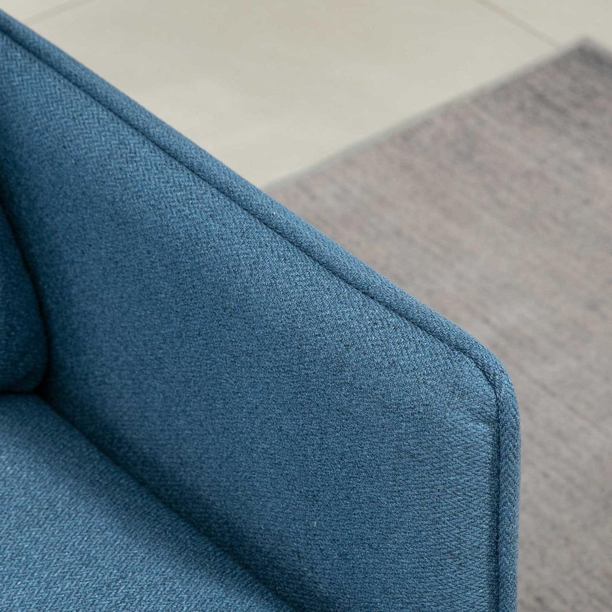 2 seater sofa, couch with thick cushion, upholstered sofa with steel legs, modern double sofa for living room, bedroom, dark blue