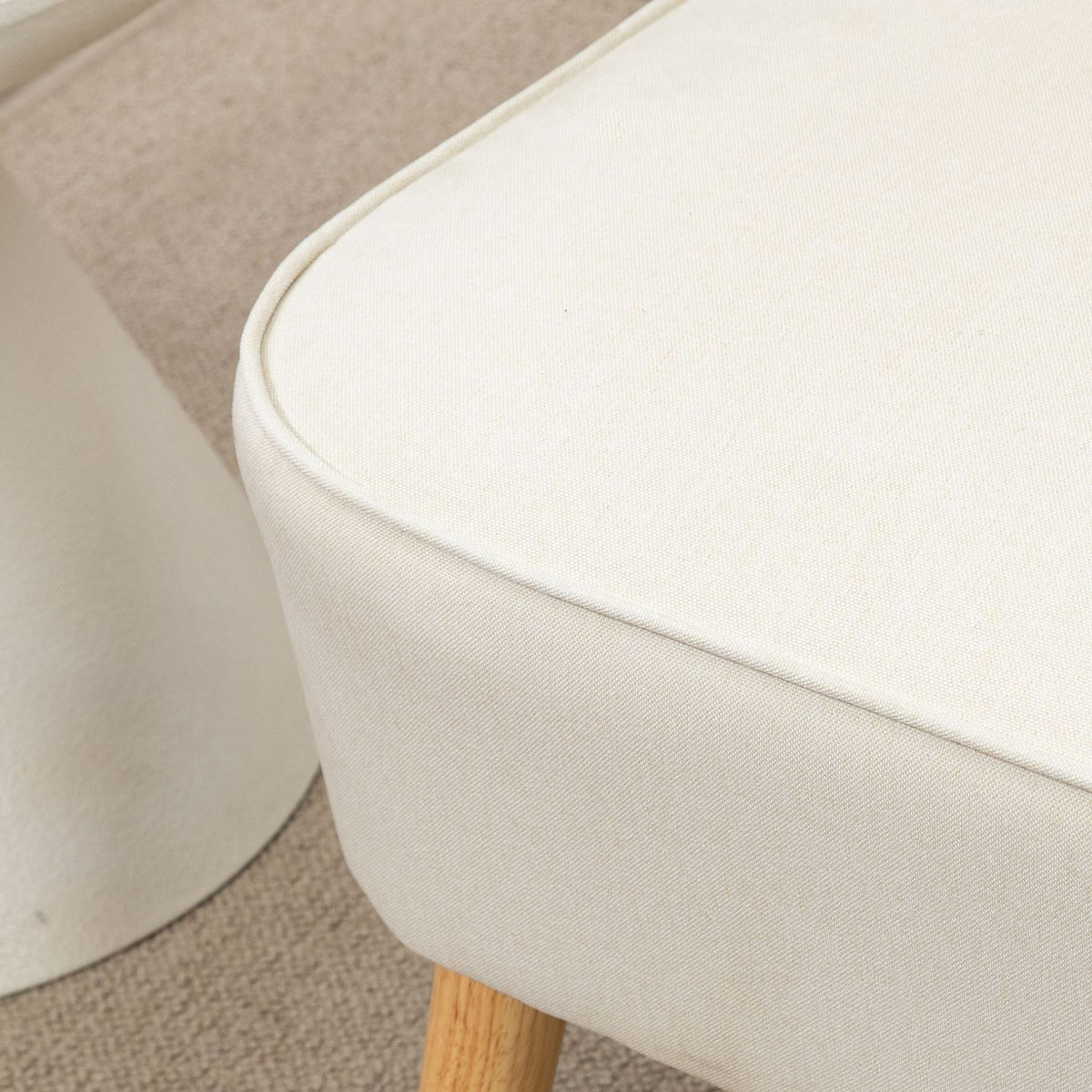 2-seater sofa, loveseat with linen look, double sofa with wooden legs, load capacity up to 150 kg, cream white, 117 x 56.5 x 77 cm