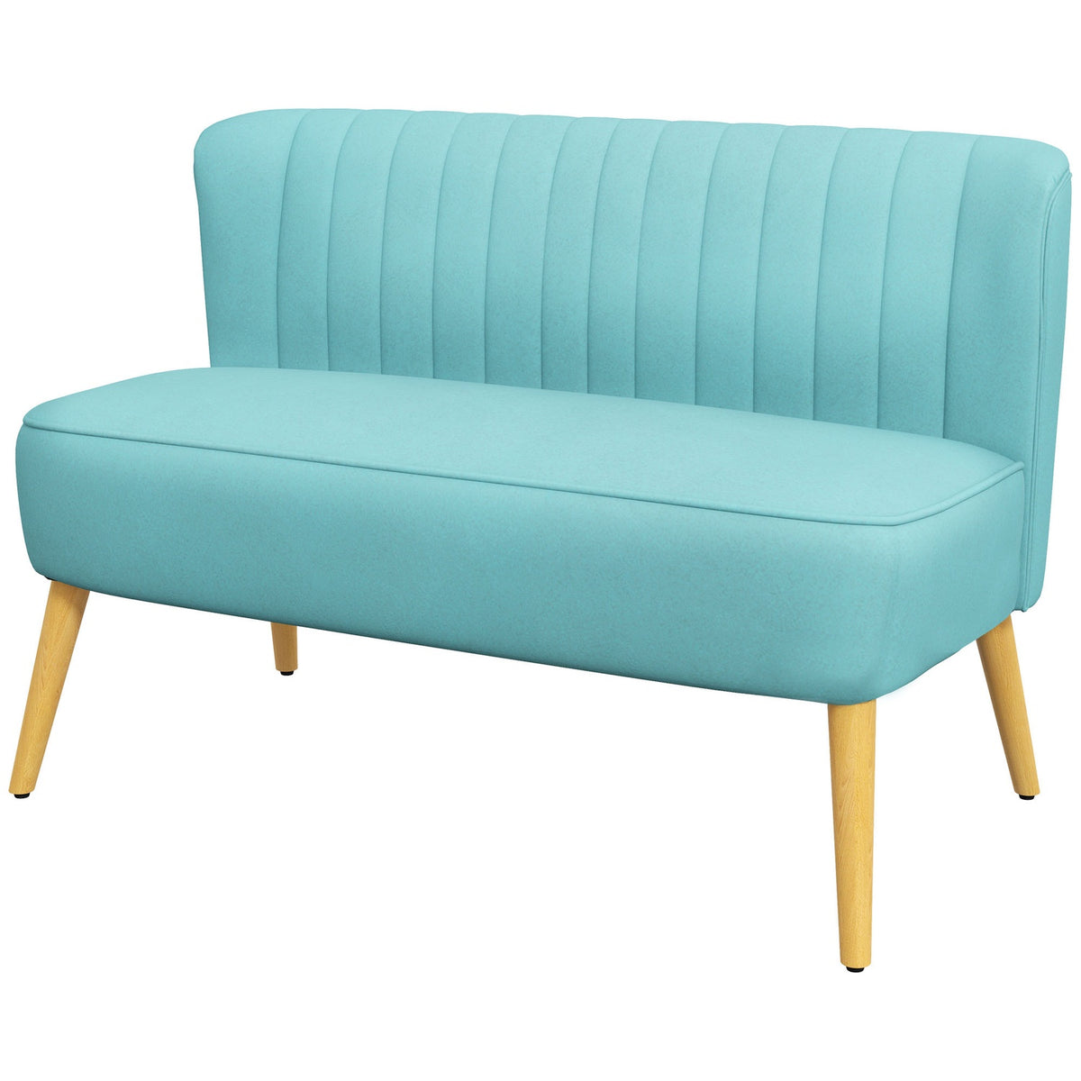 2-seater sofa, loveseat with linen look, double sofa with wooden legs, load capacity up to 150 kg, green, 117 x 56.5 x 77 cm