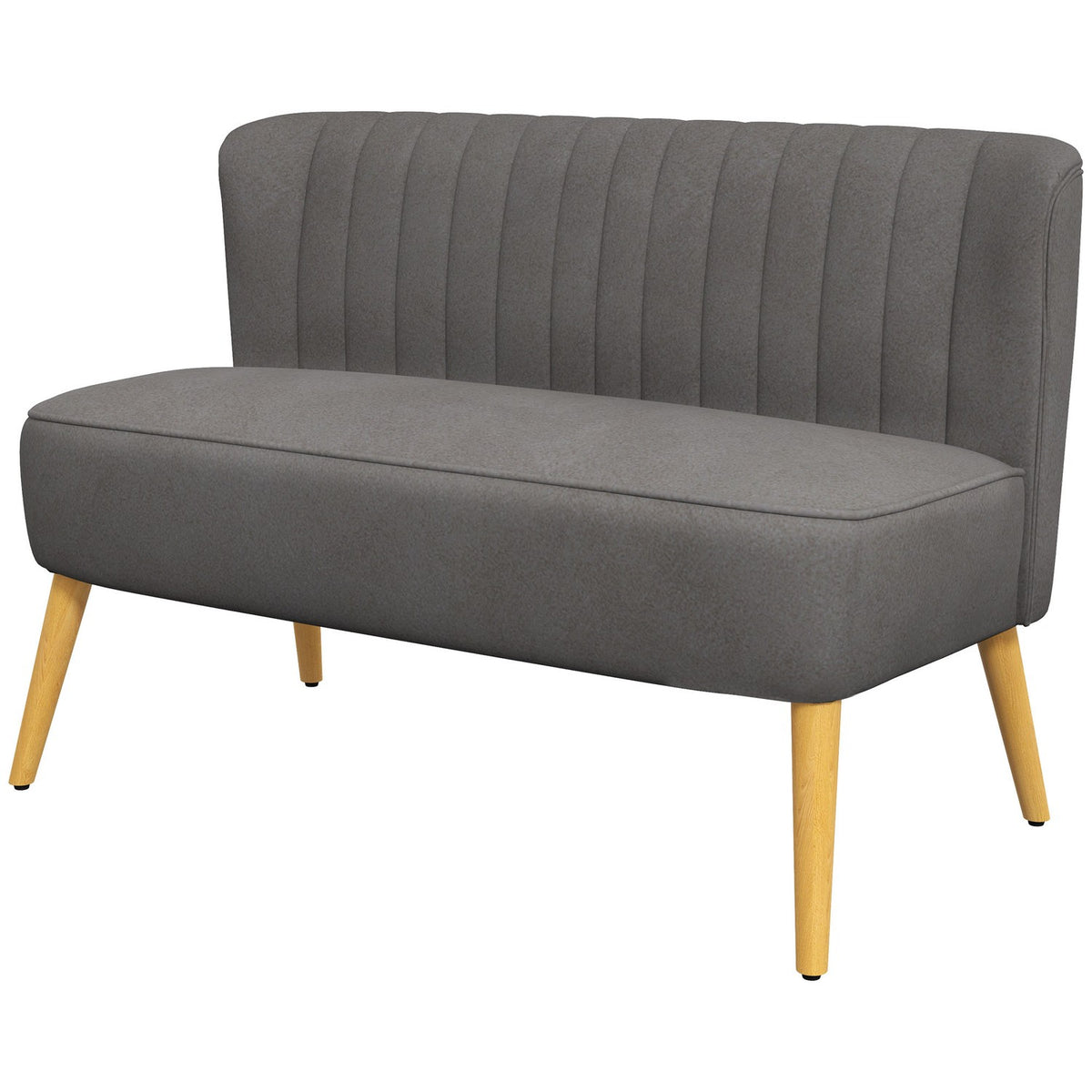 2-seater sofa two-seater loveseat with linen look, double sofa, wooden legs, up to 150 kg, dark gray, 117 x 56.5 x 77 cm