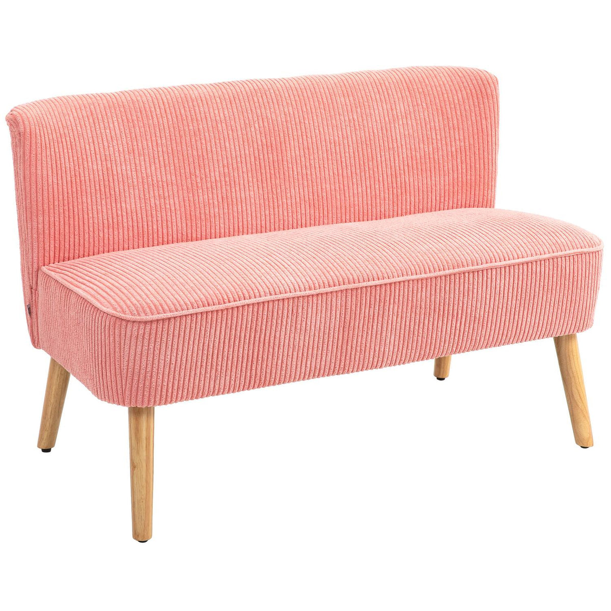 2-seater sofa, upholstered sofa, double sofa, two-seater sofa, cord-like polyester foam for living room, bedroom, 117 x 56.5 x 77 cm, pink