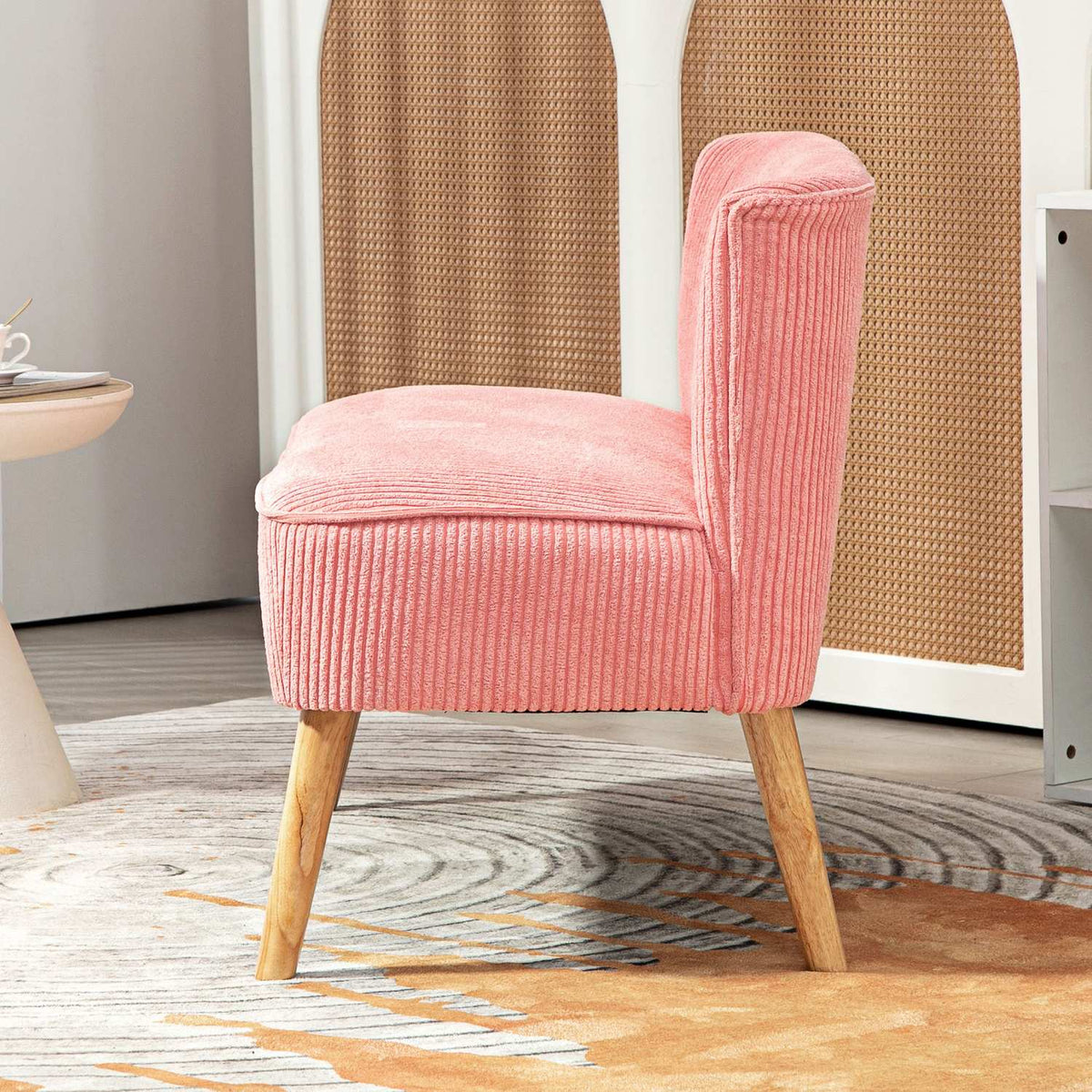 2-seater sofa, upholstered sofa, double sofa, two-seater sofa, cord-like polyester foam for living room, bedroom, 117 x 56.5 x 77 cm, pink