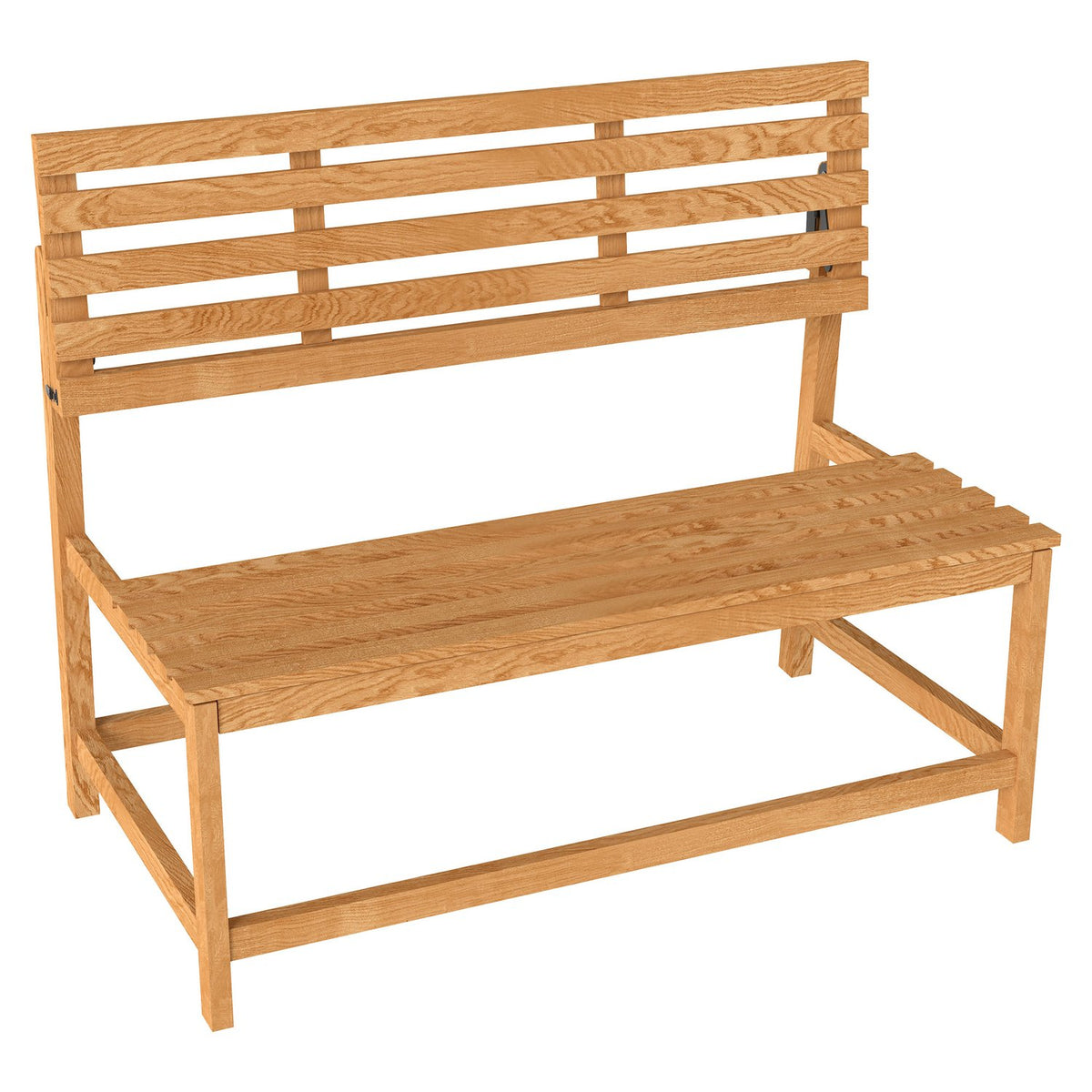 2-seater wooden garden bench, weatherproof bench, UV-resistant garden furniture with convertible backrests, park bench 240kg load capacity, wooden bench for balcony, terrace, garden, 110x61x89cm, teak