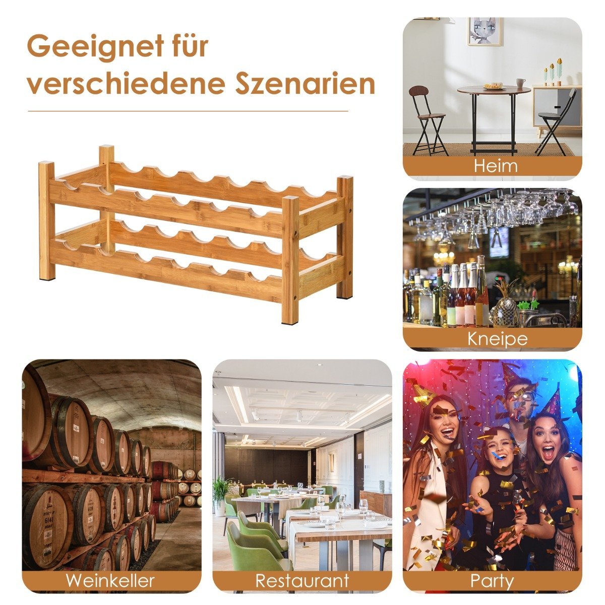2 tier wine rack made of bamboo bottle rack wine rack 62 x 24 x 25 cm natural