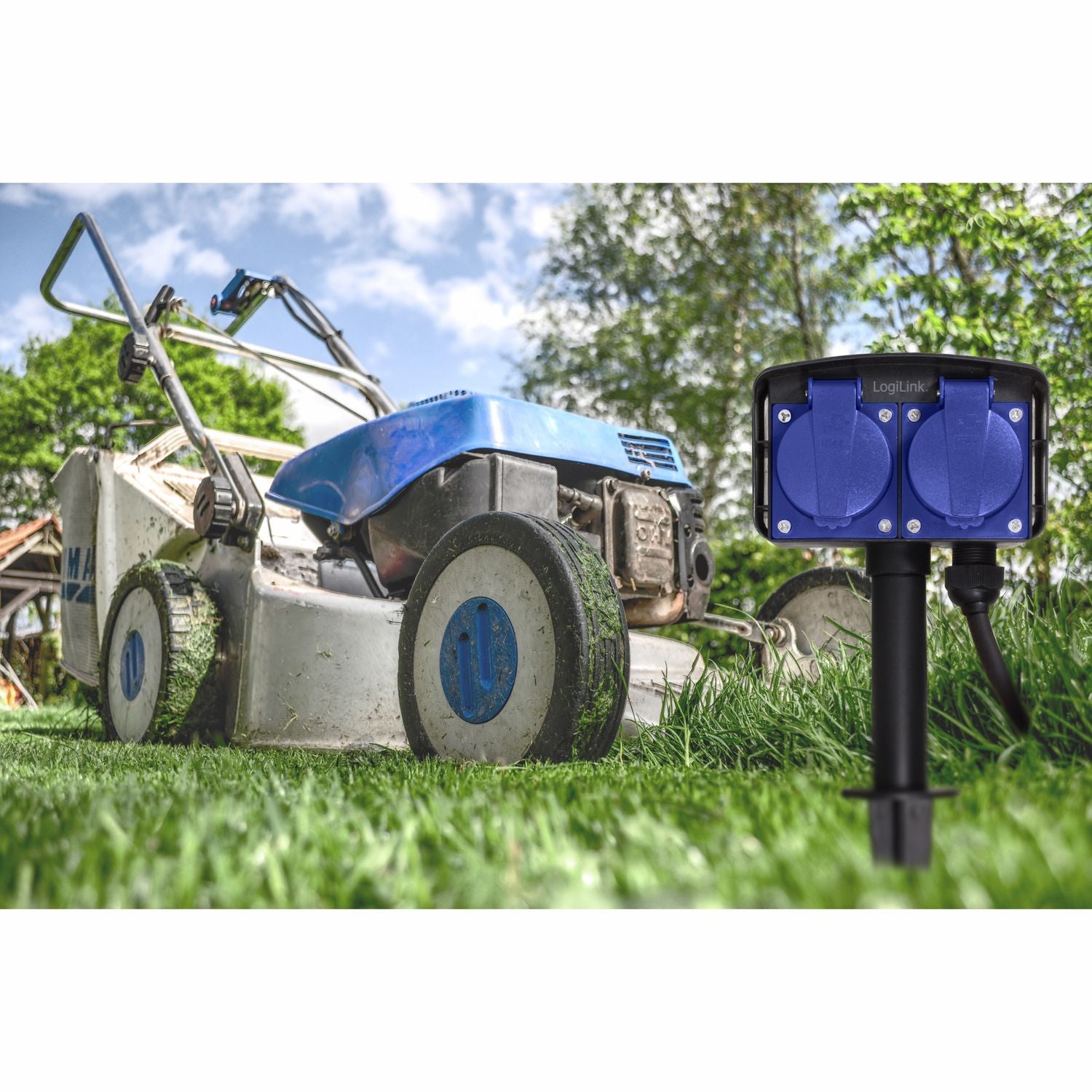 2-way socket outlet with spike Outdoor use 2m