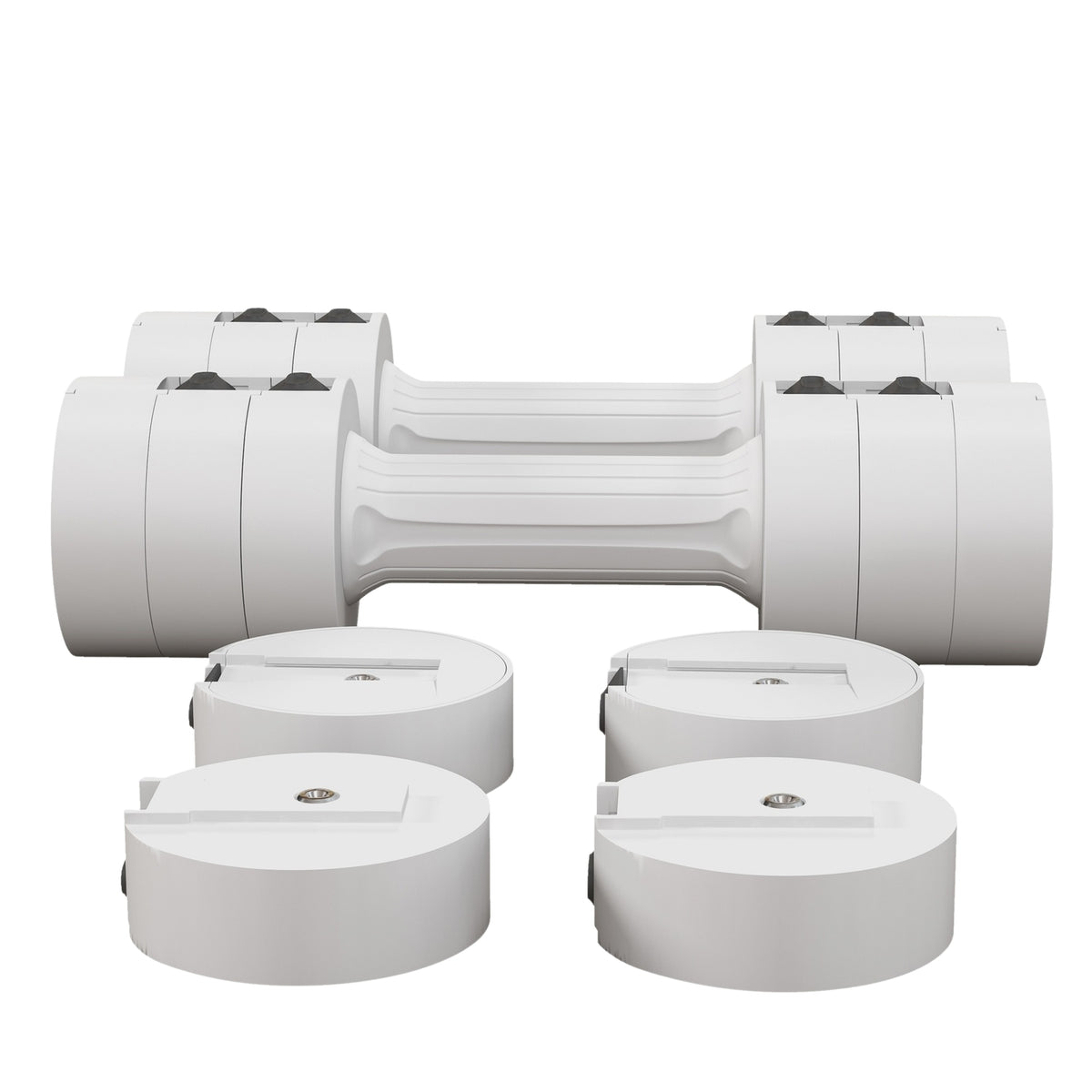 2 x 2.5kg dumbbells, adjustable weight dumbbells, 1.1/1.8/2.5kg per dumbbell, floor-friendly plastic housing, for women and men, white