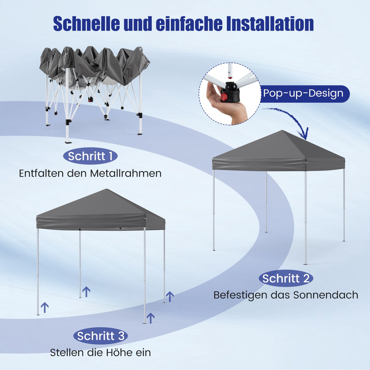 2x2m Waterproof Pop-Up Pavilion with UV Protection 50+