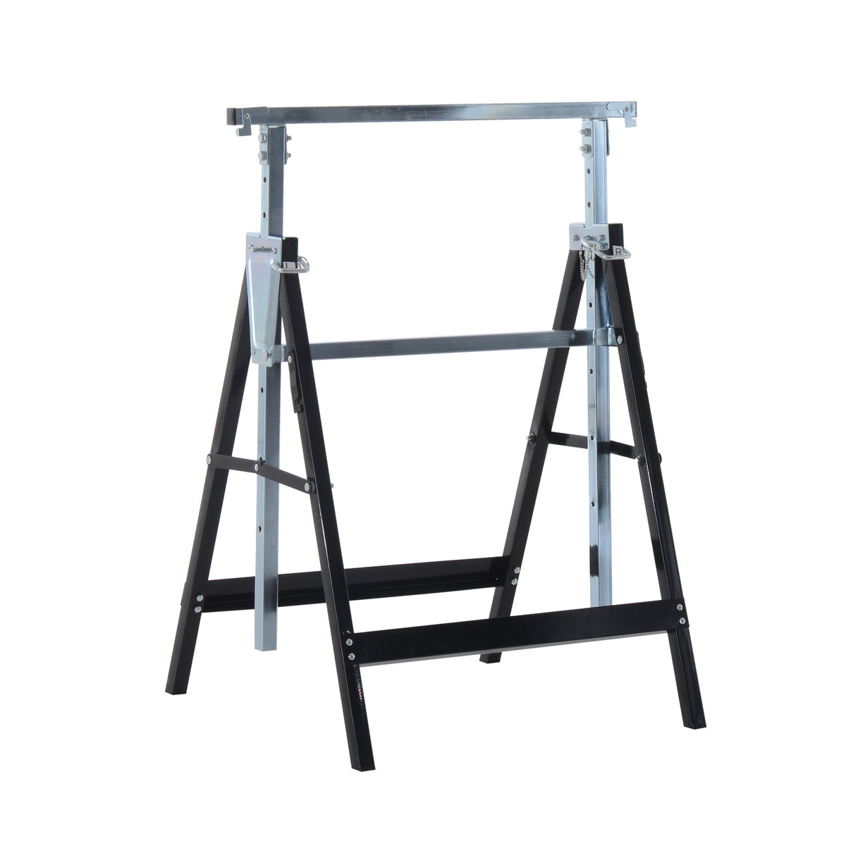 2 x scaffolding trestle, folding trestle, height adjustable up to 200 kg, made of steel, black, 68 x 58 x 80-130 cm for construction work and DIY enthusiasts