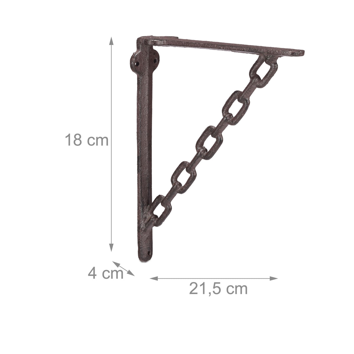 2x shelf bracket in cast iron with chain