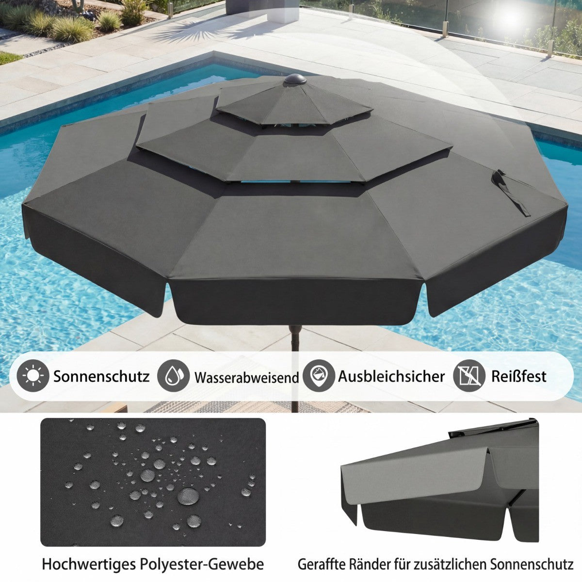 300 CM Outdoor Market Umbrella with Tilt, Ventilated Roof