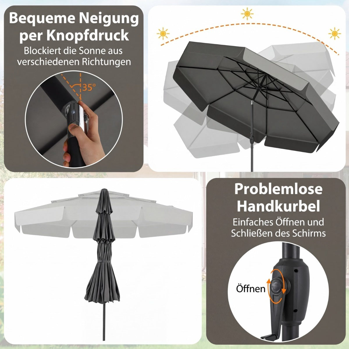 300 CM Outdoor Market Umbrella with Tilt, Ventilated Roof
