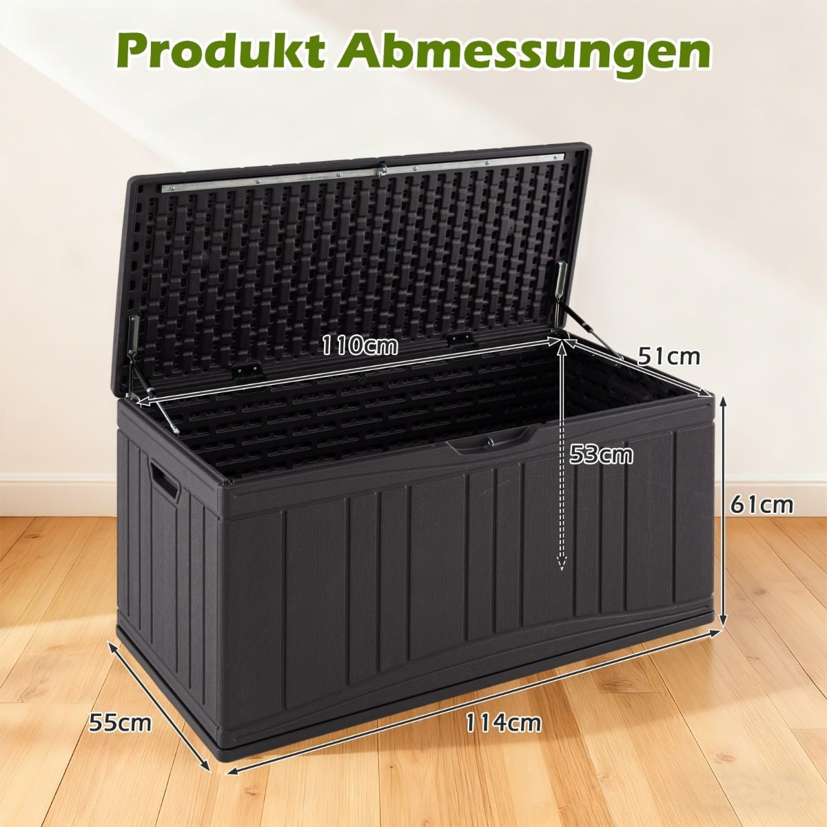 300L HDPE Outdoor Storage Box with Lockable Lid, Brown