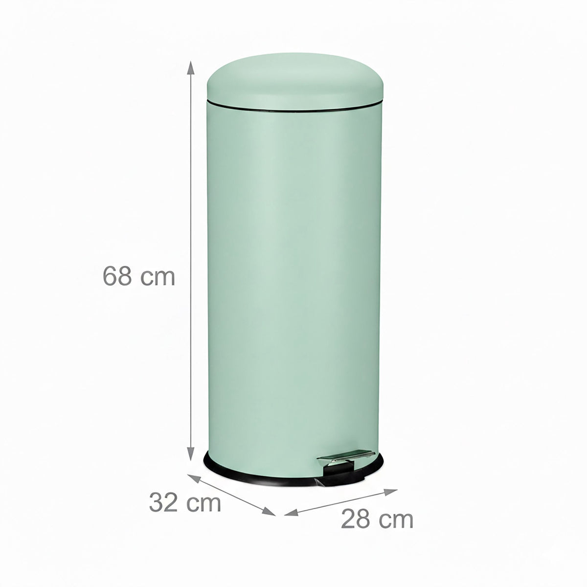 30L Metal & Plastic Pedal Kitchen Bin