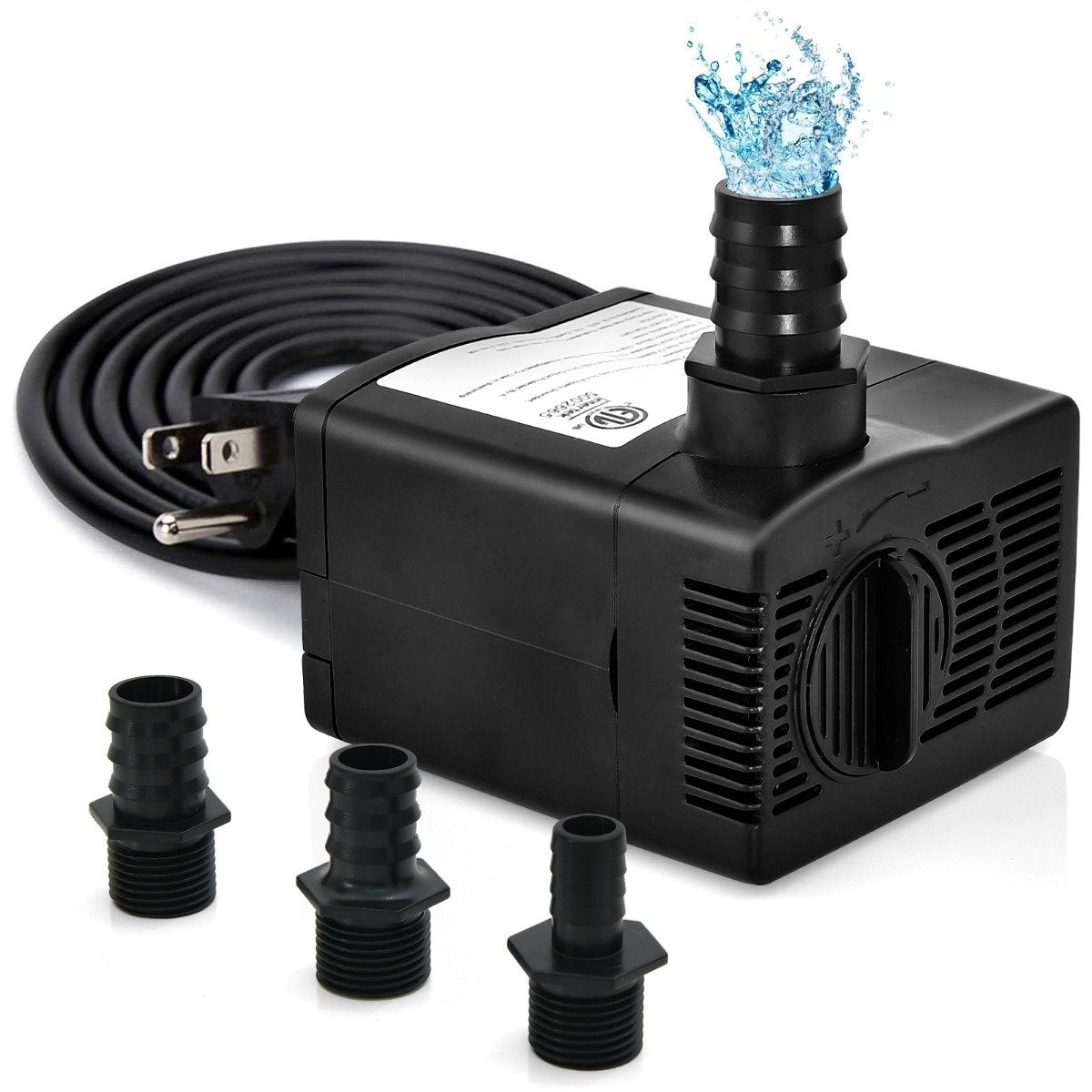 30 W mini aquarium pump with 2.5 m high stroke & 1.83 m power cable & 3 nozzles water pump 1400 L/h