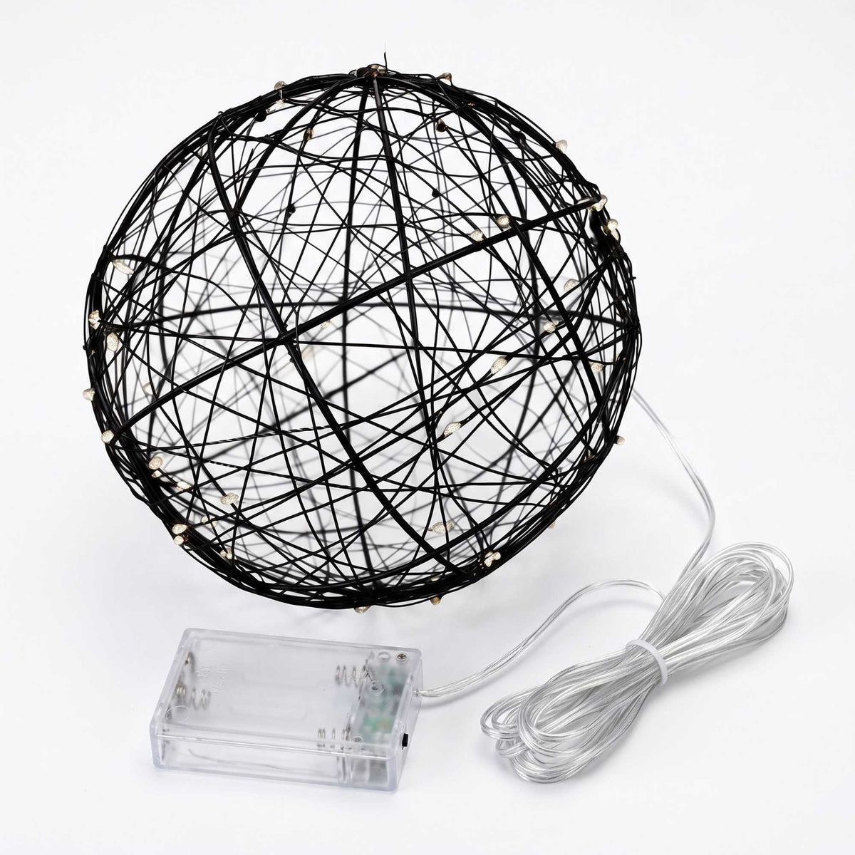 30 cm Black LED Decor Orb – Warm White Light