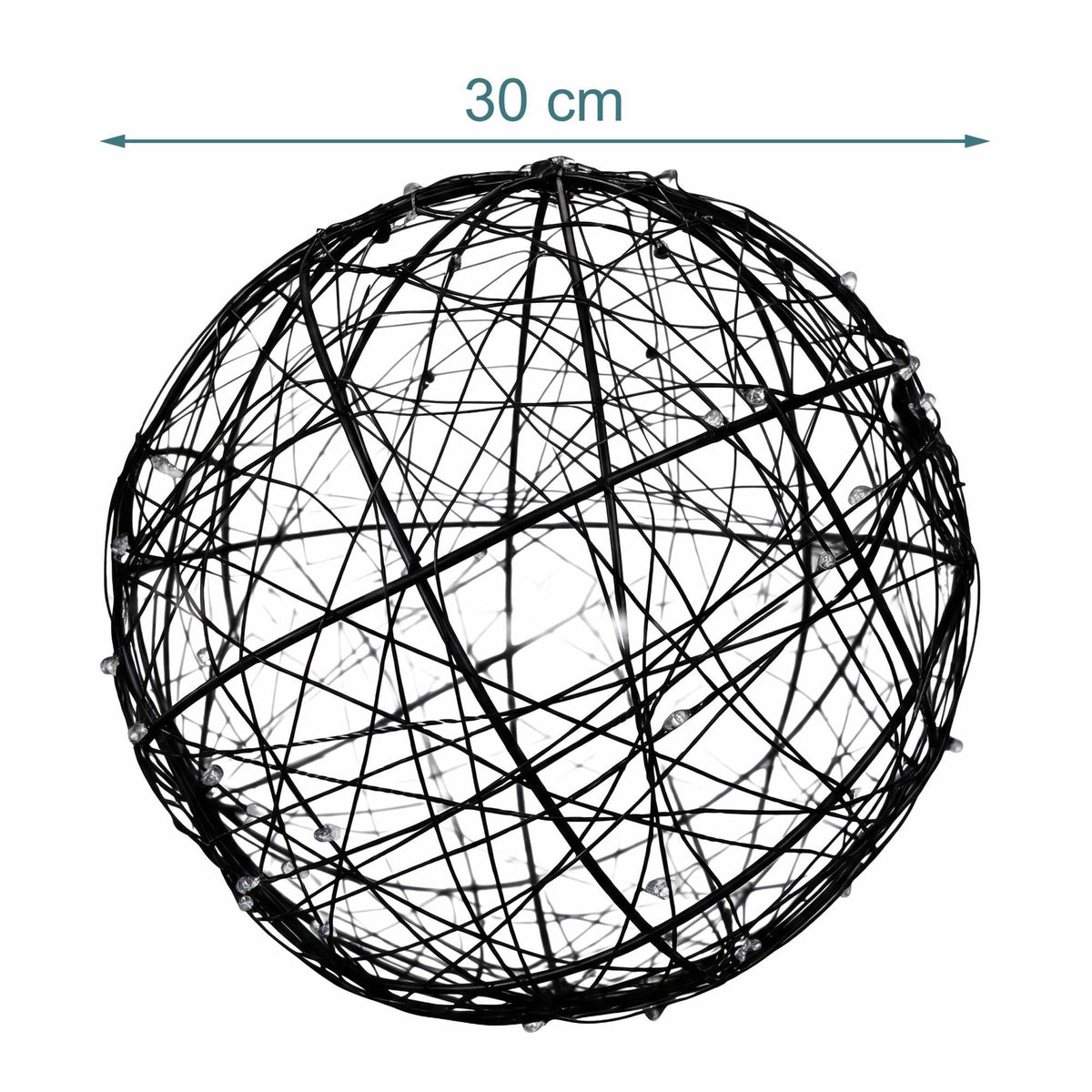 30 cm Black LED Decor Orb – Warm White Light