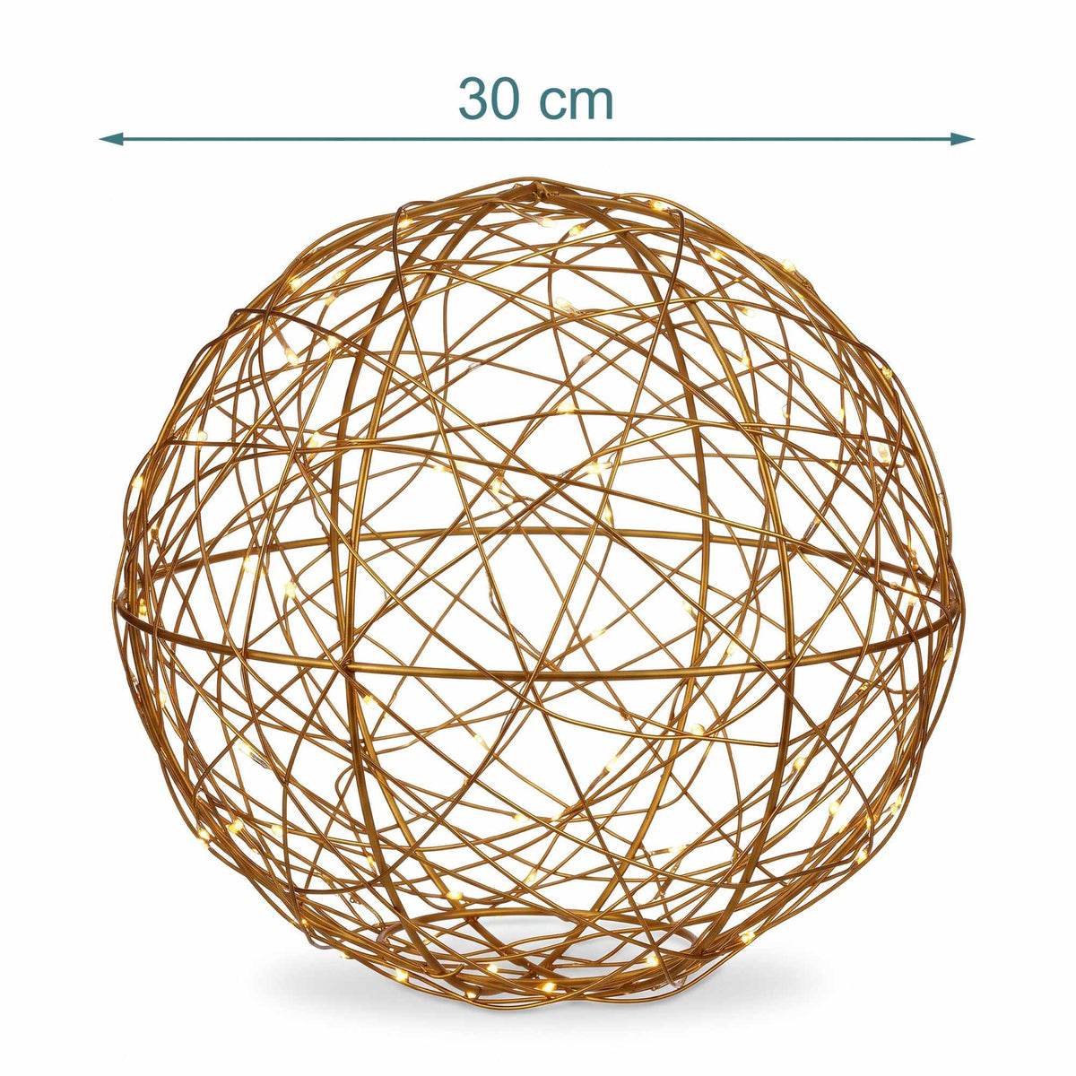 30 cm Gold LED Decor Orb – Warm White Light Sphere