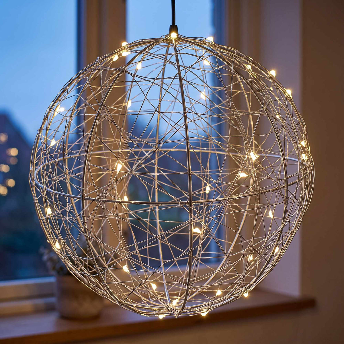 30 cm Silver LED Decor Orb – Indoor Light Ball