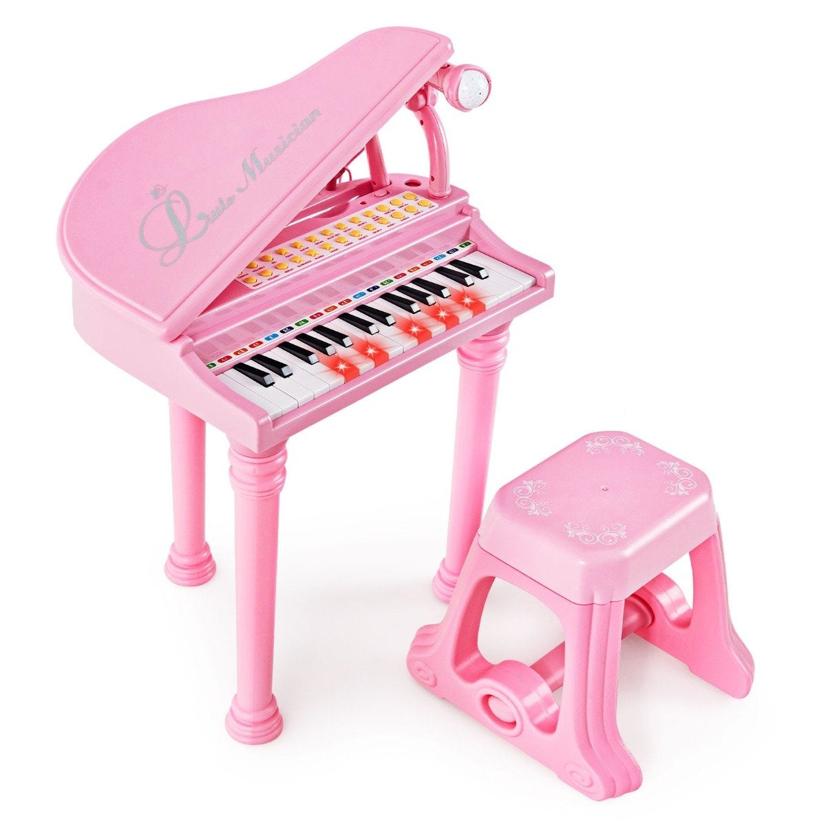 31-Key Kids Keyboard with Stool, Pink, 35x30x55 cm