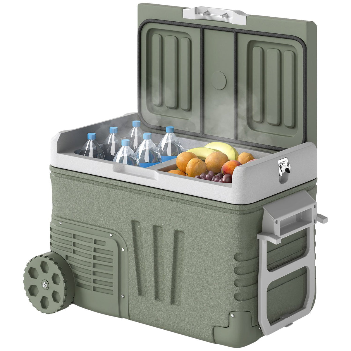33 liter compressor cool box electric cool box with LED roller cooling function quiet freezer box thermobox mini fridge 12/230 volts for car socket truck camping boat green |