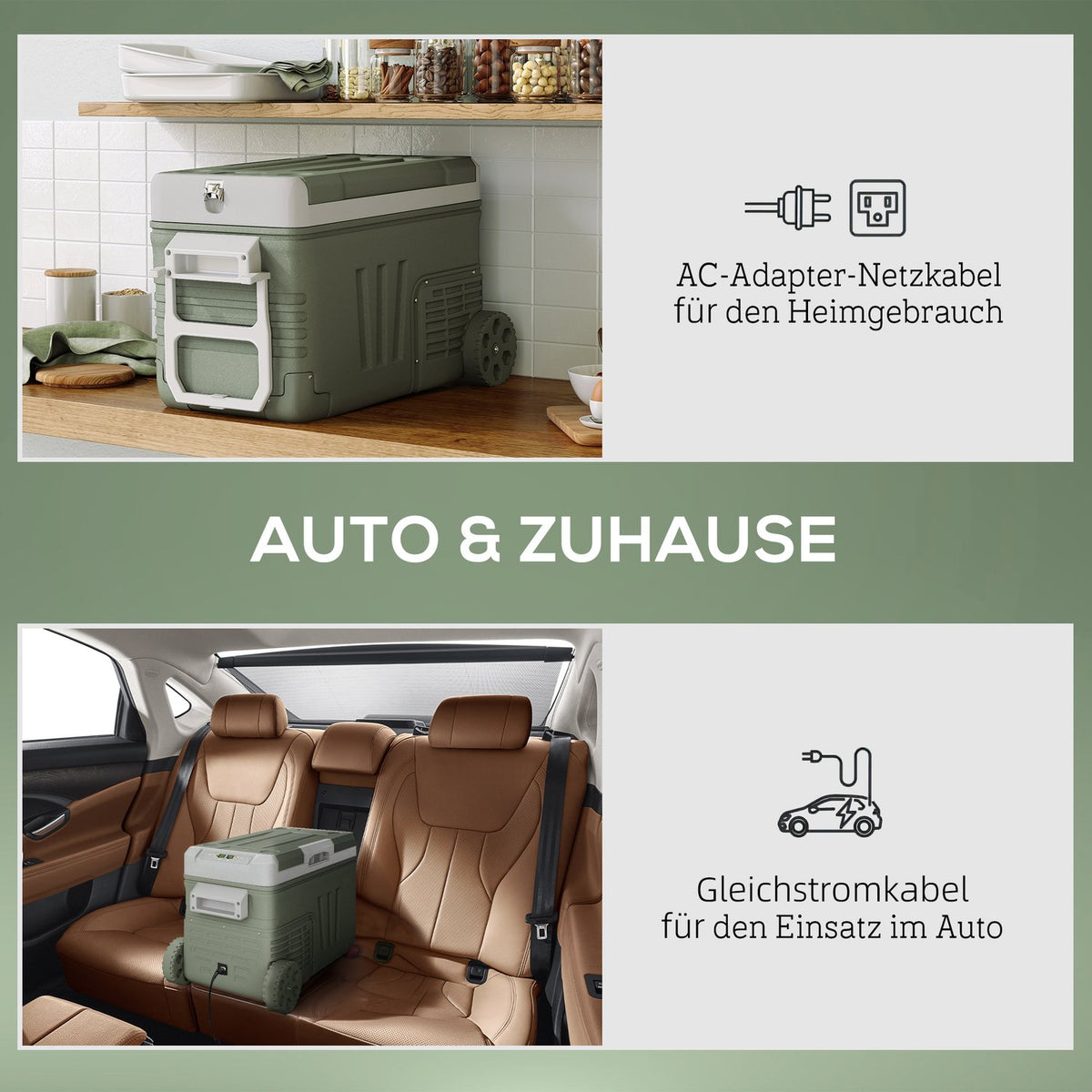 33 liter compressor cool box electric cool box with LED roller cooling function quiet freezer box thermobox mini fridge 12/230 volts for car socket truck camping boat green |