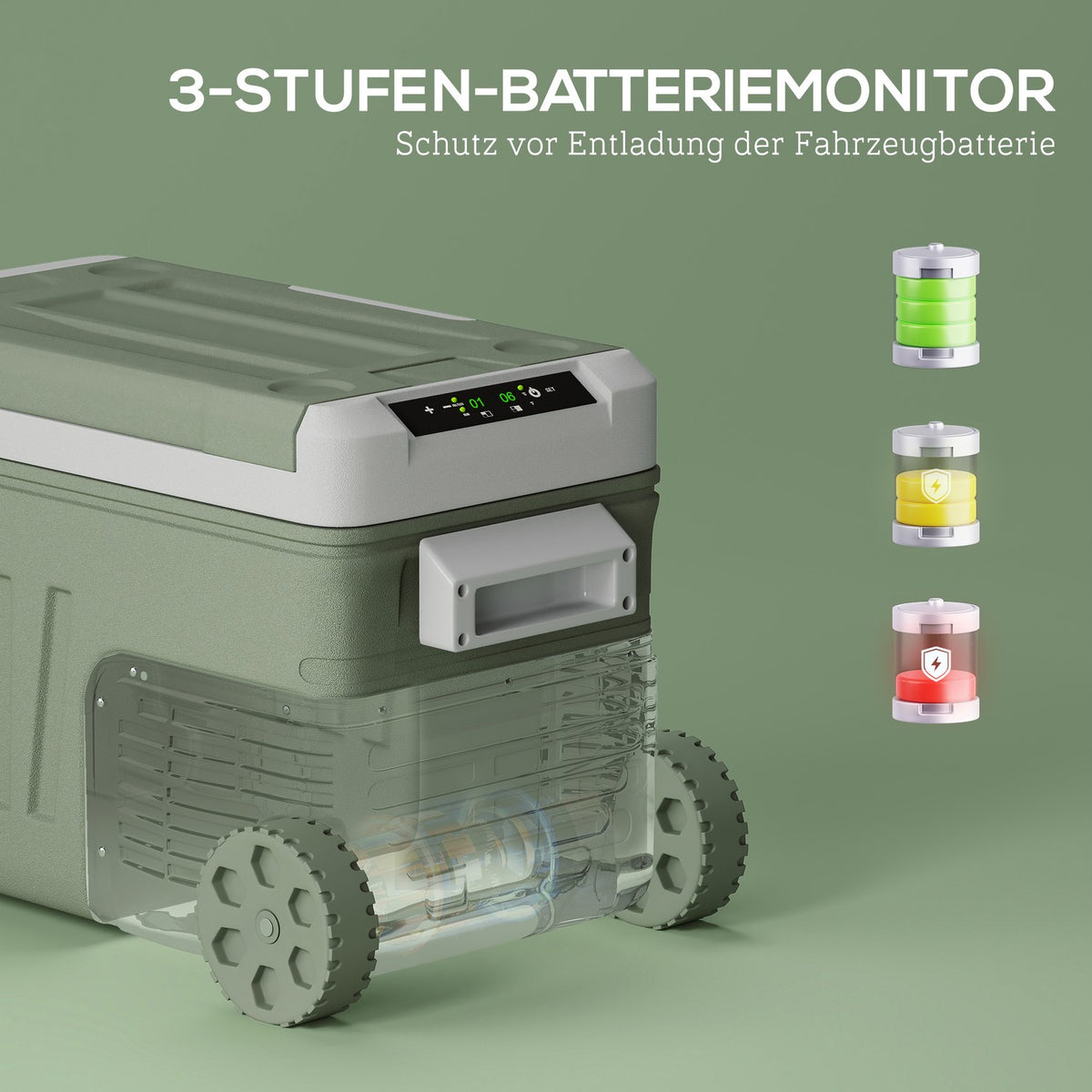 33 liter compressor cool box electric cool box with LED roller cooling function quiet freezer box thermobox mini fridge 12/230 volts for car socket truck camping boat green |