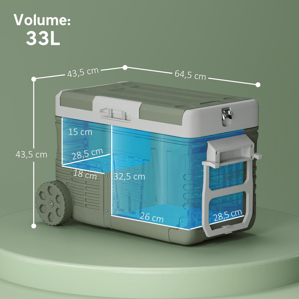 33 liter compressor cool box electric cool box with LED roller cooling function quiet freezer box thermobox mini fridge 12/230 volts for car socket truck camping boat green |
