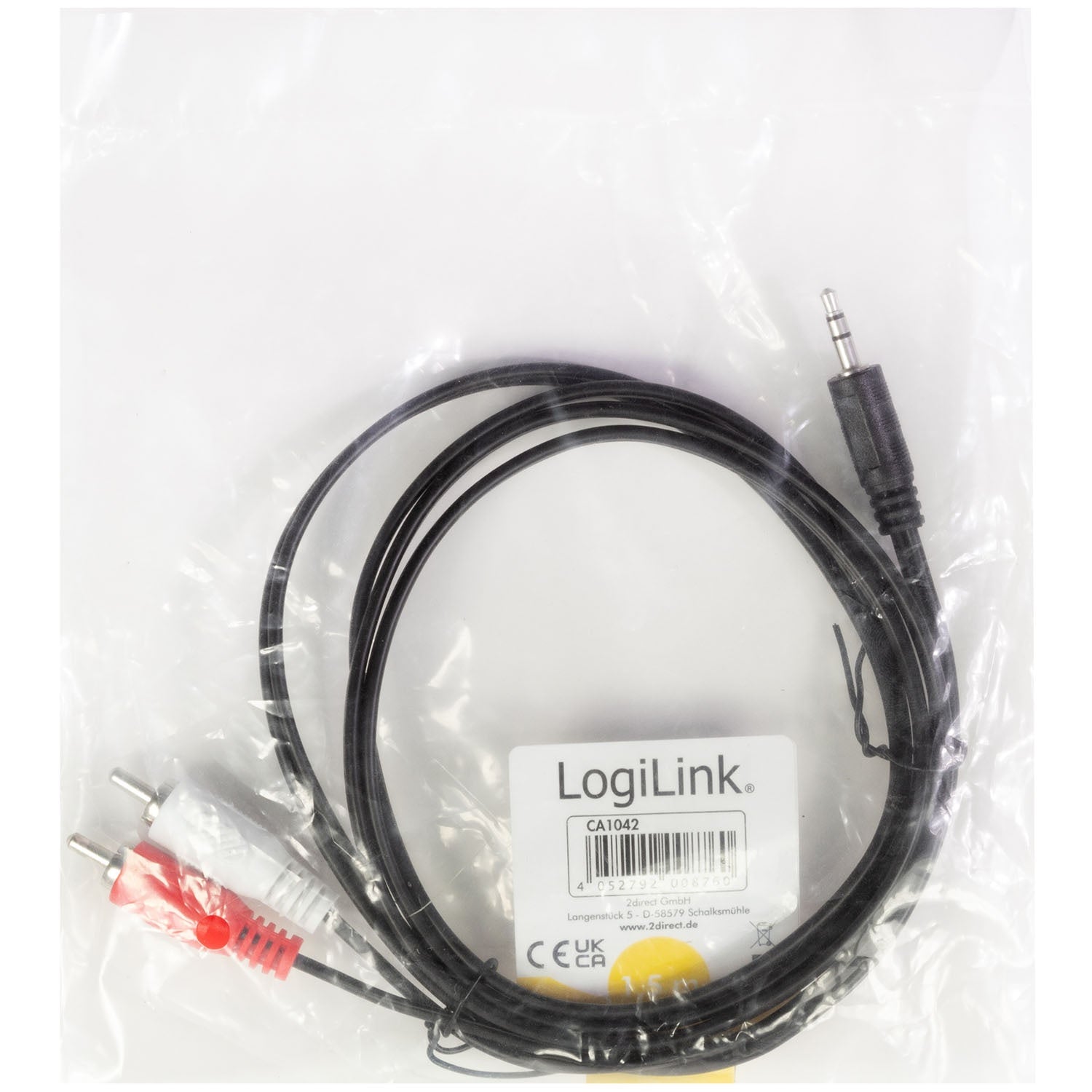 3.5mm to 2x RCA Audio Cable, 1.5m, Black