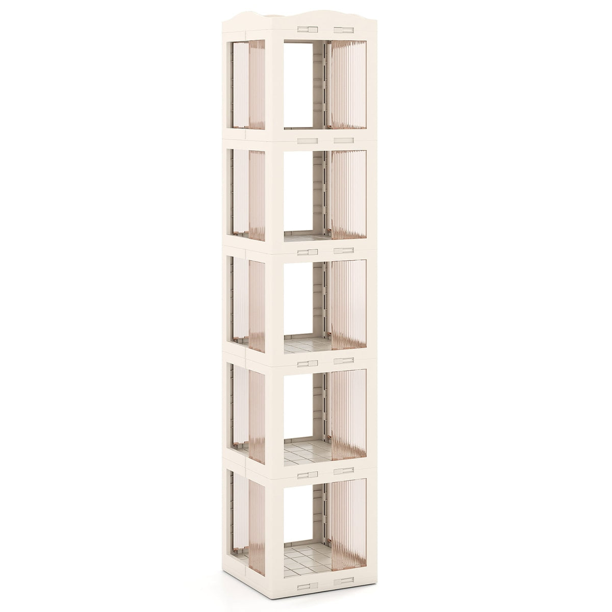 360 Rotating Bookshelf, Foldable, Transparent, 174 cm