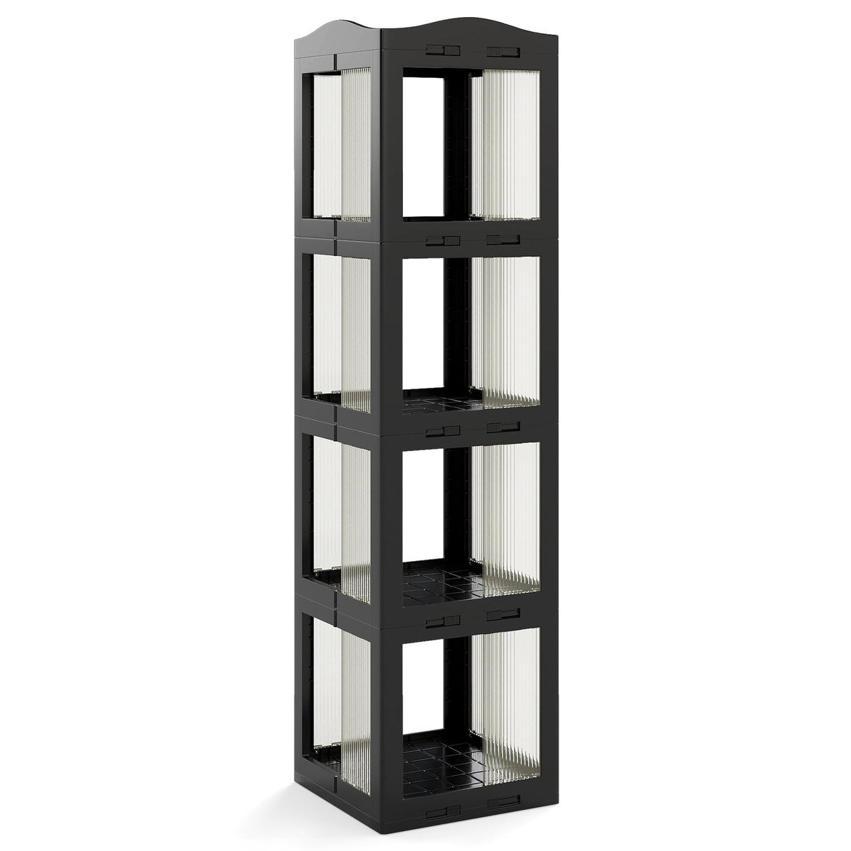 360 Rotating Bookshelf, Foldable, Transparent, Black