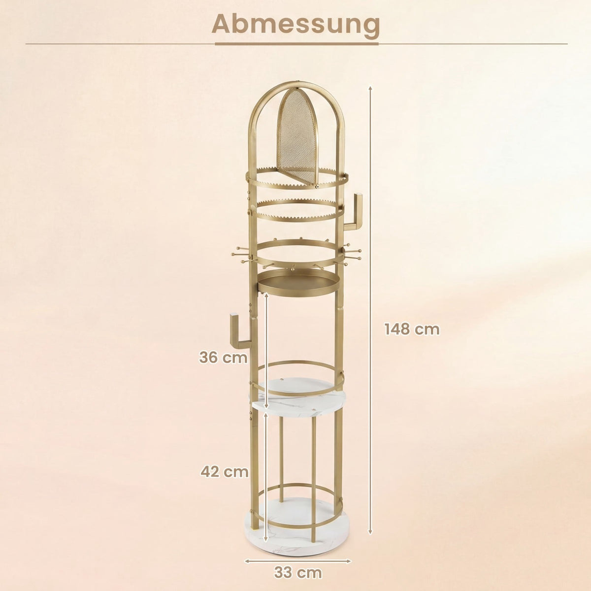 360 Rotating Jewelry Stand with Earring & Necklace Holders