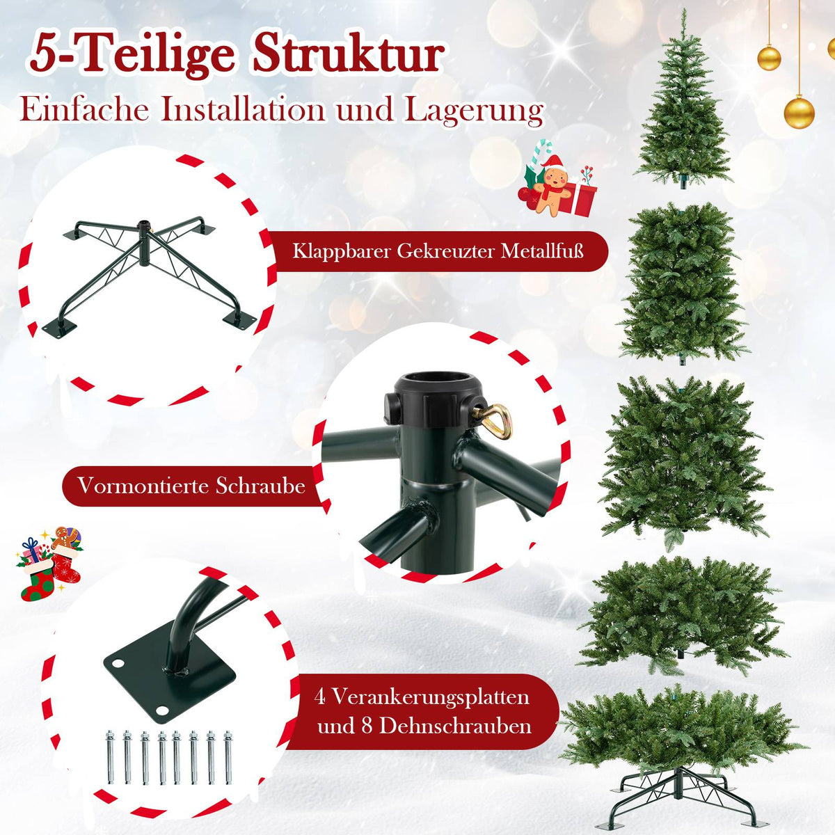 360 cm Pre-Lit Artificial Christmas Tree, Indoor/Outdoor
