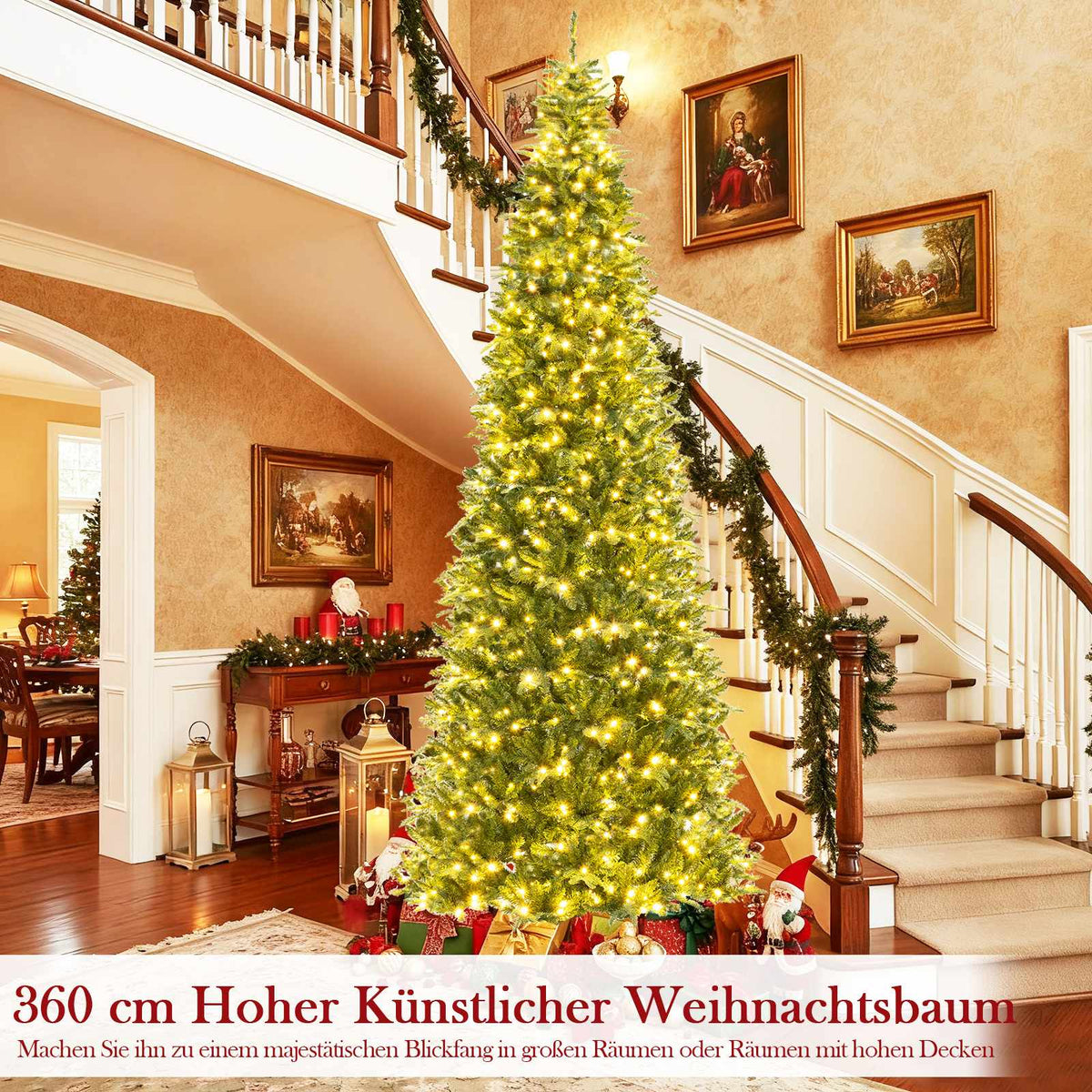 360 cm Pre-Lit Artificial Christmas Tree, Indoor/Outdoor