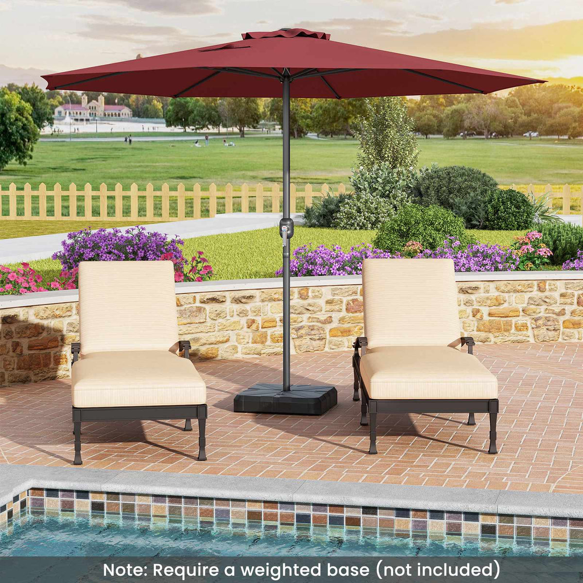 3.6m Patio Market Umbrella With Crank Handle, Vented