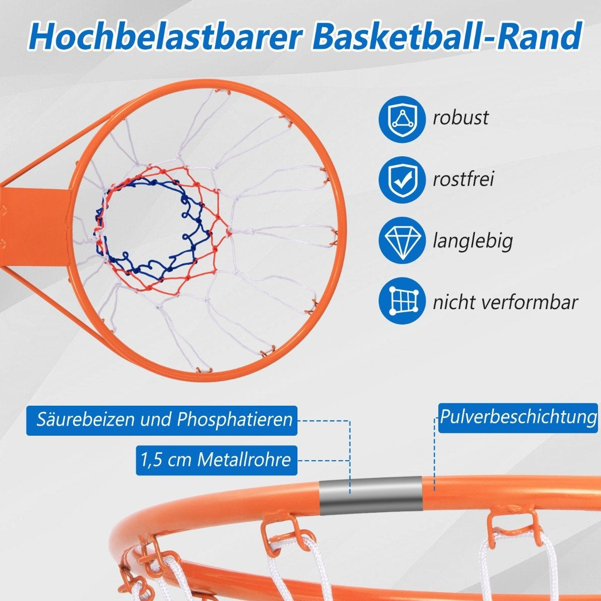 Ø37cm basketball hoop with ring &amp; Net for door &amp; Wall Mounted Indoor Mini Basketball Hoop Orange