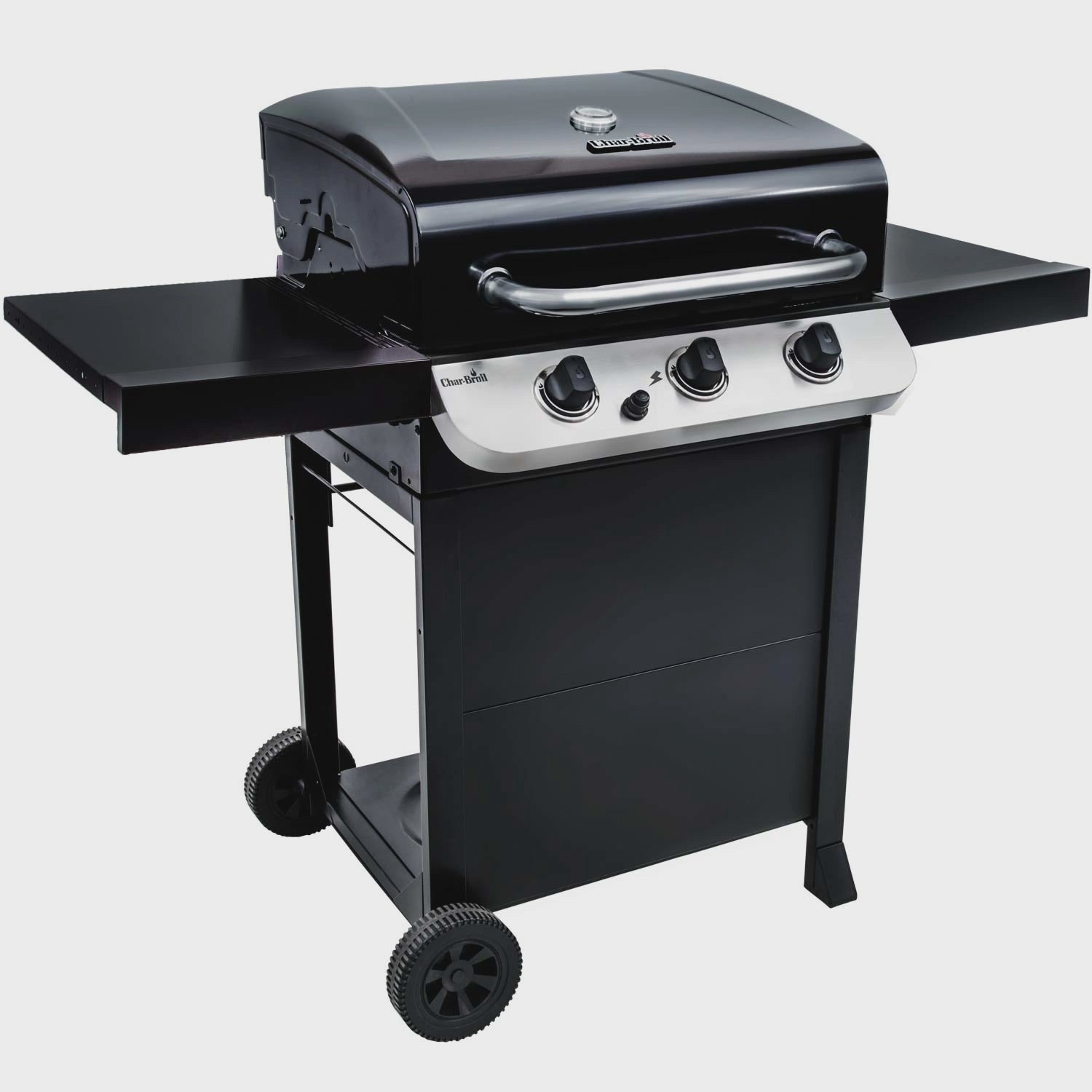 3-Burner Gas Grill with Cast Iron Grates and Thermometer