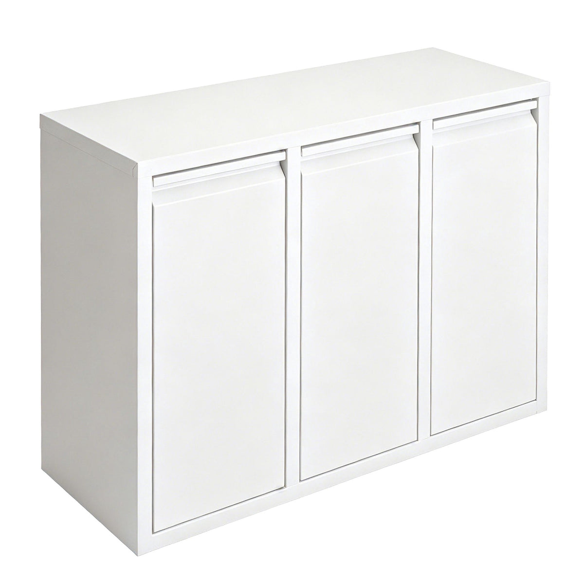 3-Compartment Waste Bin, 30L Total Capacity, White
