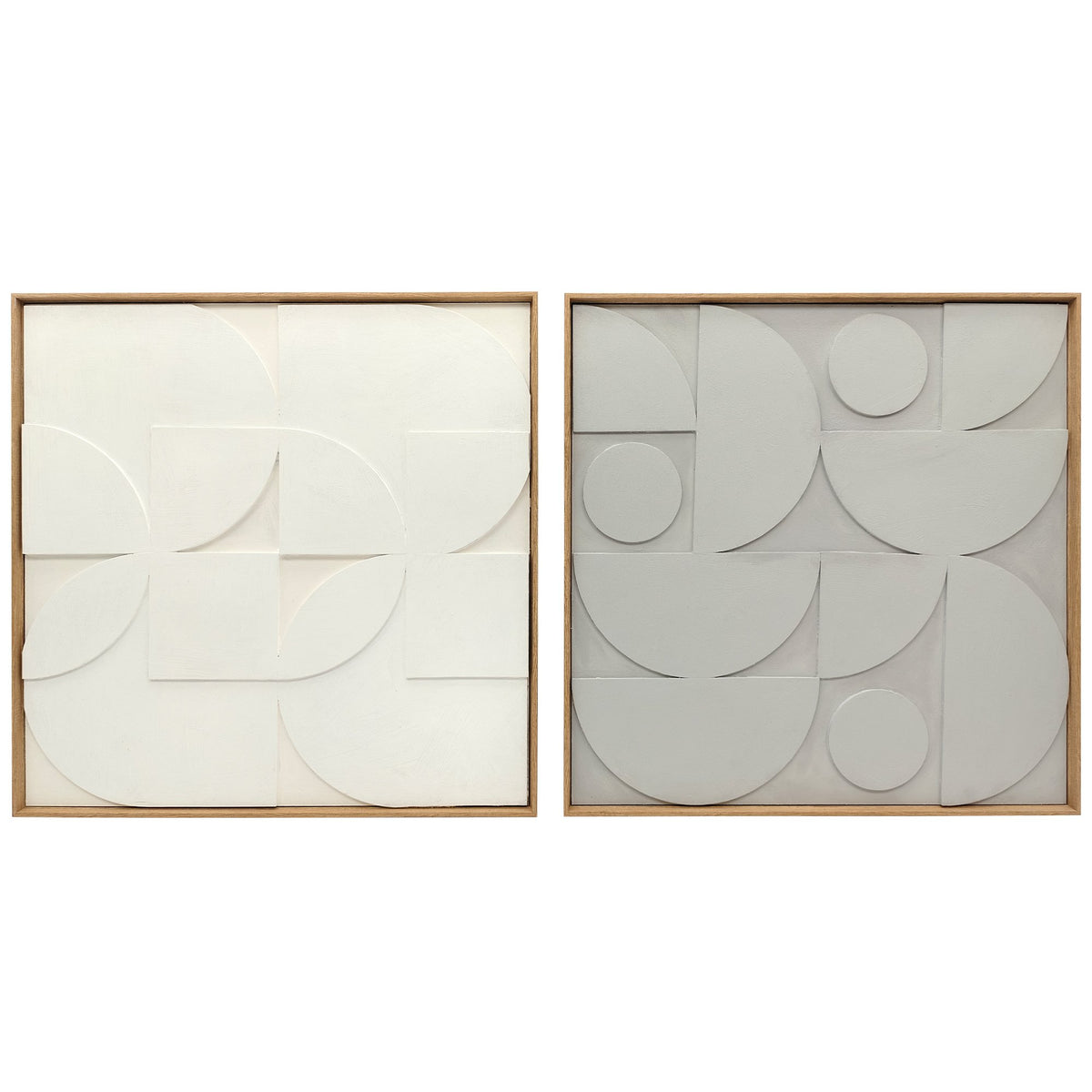 3D Geometric Wall Art Set, 2 Pieces, 80x80 cm, White