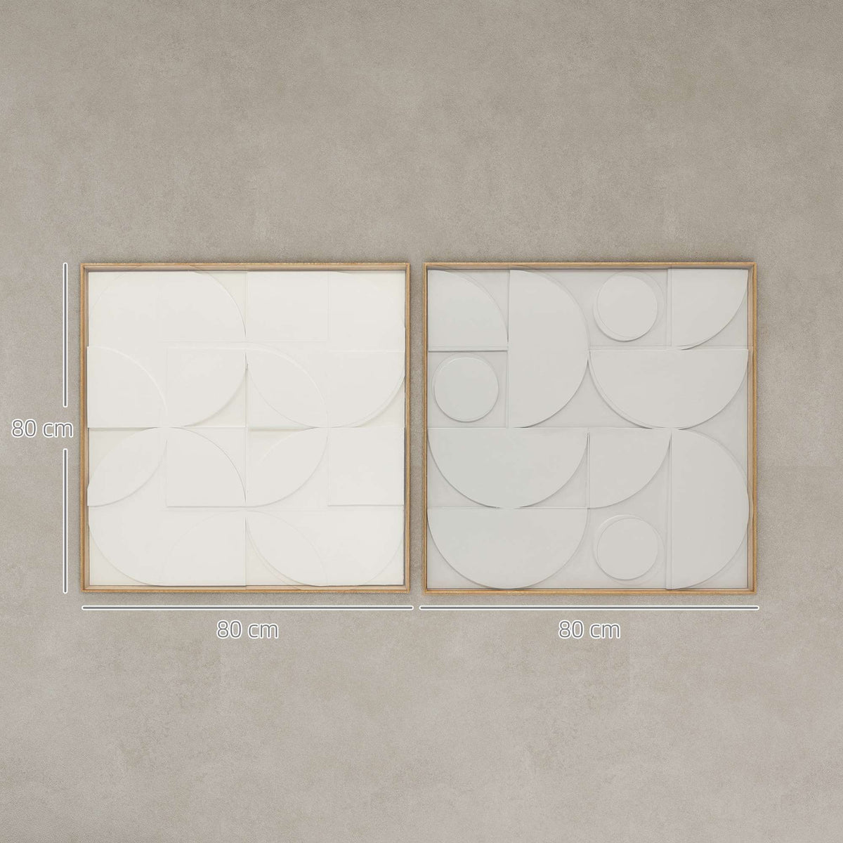 3D Geometric Wall Art Set, 2 Pieces, 80x80 cm, White