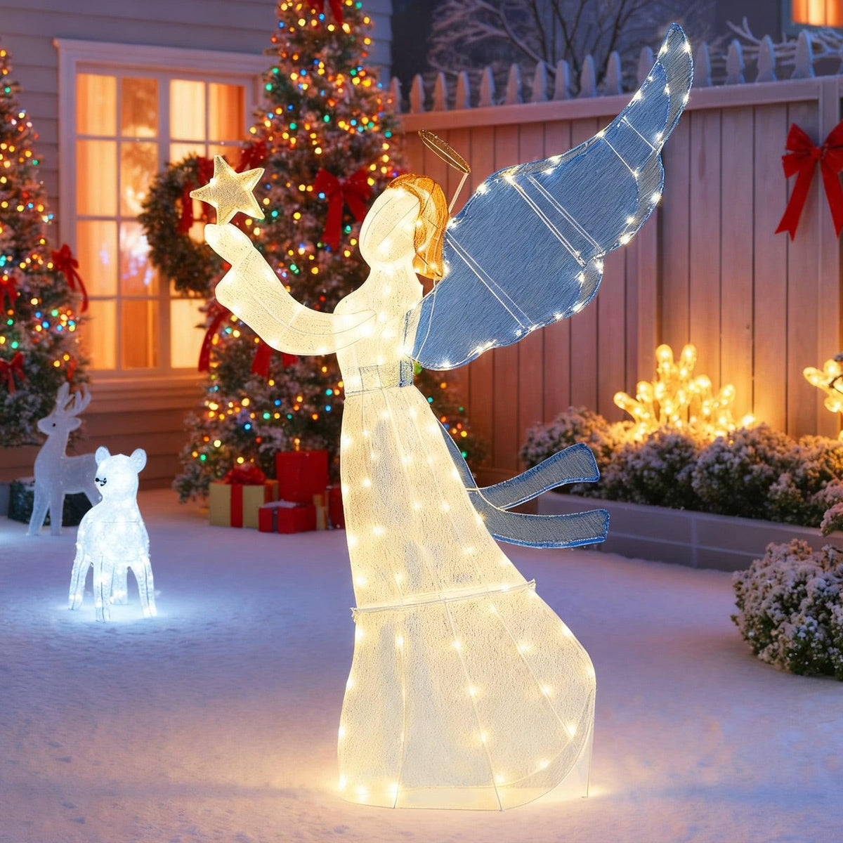 3D LED Christmas Angel Decoration, 152 cm, Metal Frame