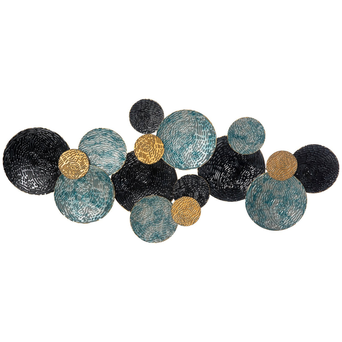 3D Wall Picture Metal Picture, Wall Sculpture, Living Room Art, Modern, 121X53Cm, Gold Black Blue