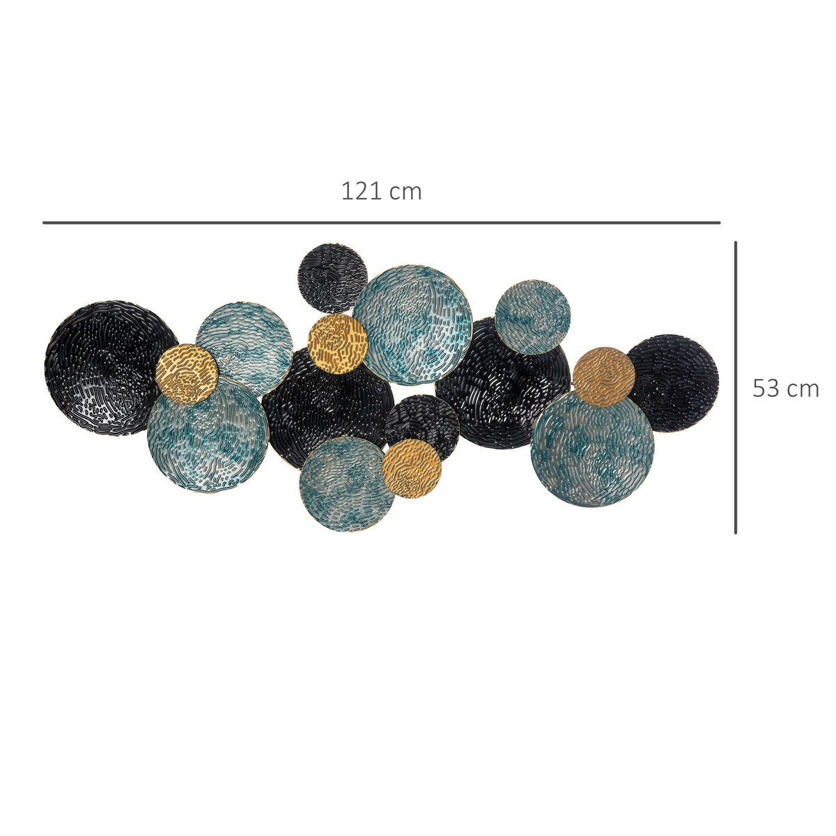 3D Wall Picture Metal Picture, Wall Sculpture, Living Room Art, Modern, 121X53Cm, Gold Black Blue