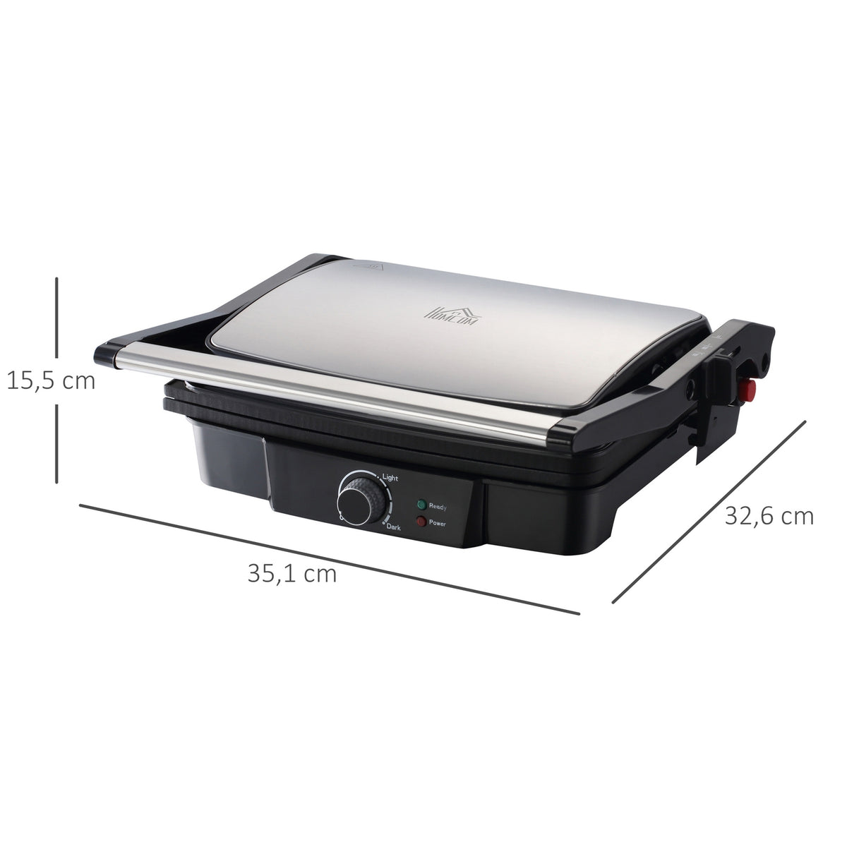 3-In-1 Contact Grill 2000W, Non-Stick Coated, For 4 Slices, Adjustable Thermostat, 180° Hinged, 35.1X32.6X15.5Cm