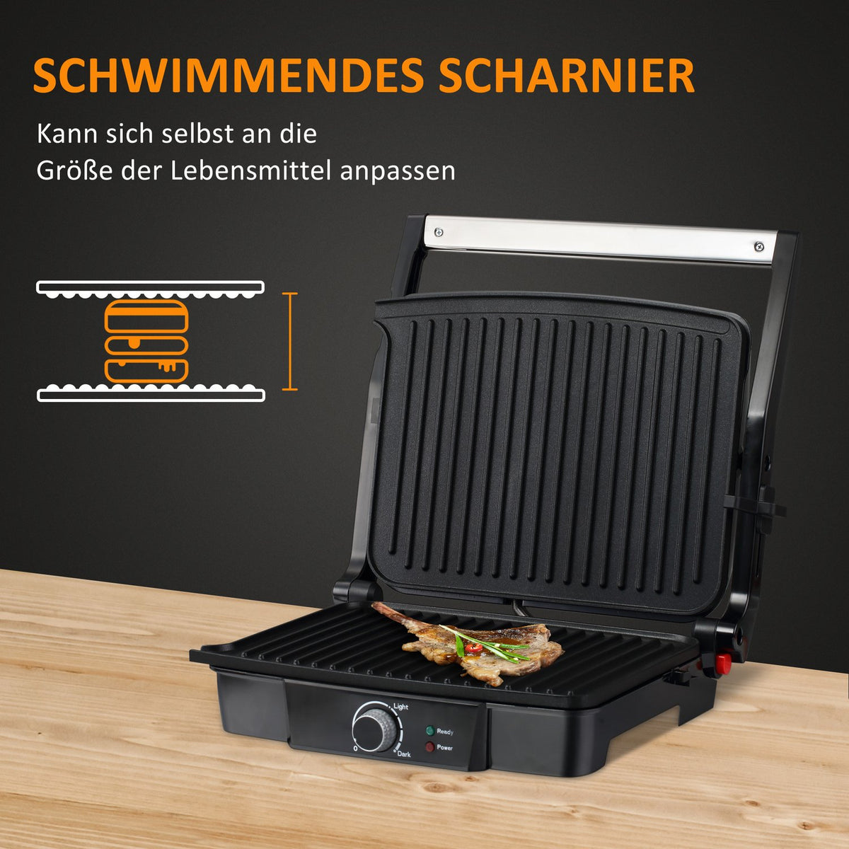 3-In-1 Contact Grill 2000W, Non-Stick Coated, For 4 Slices, Adjustable Thermostat, 180° Hinged, 35.1X32.6X15.5Cm